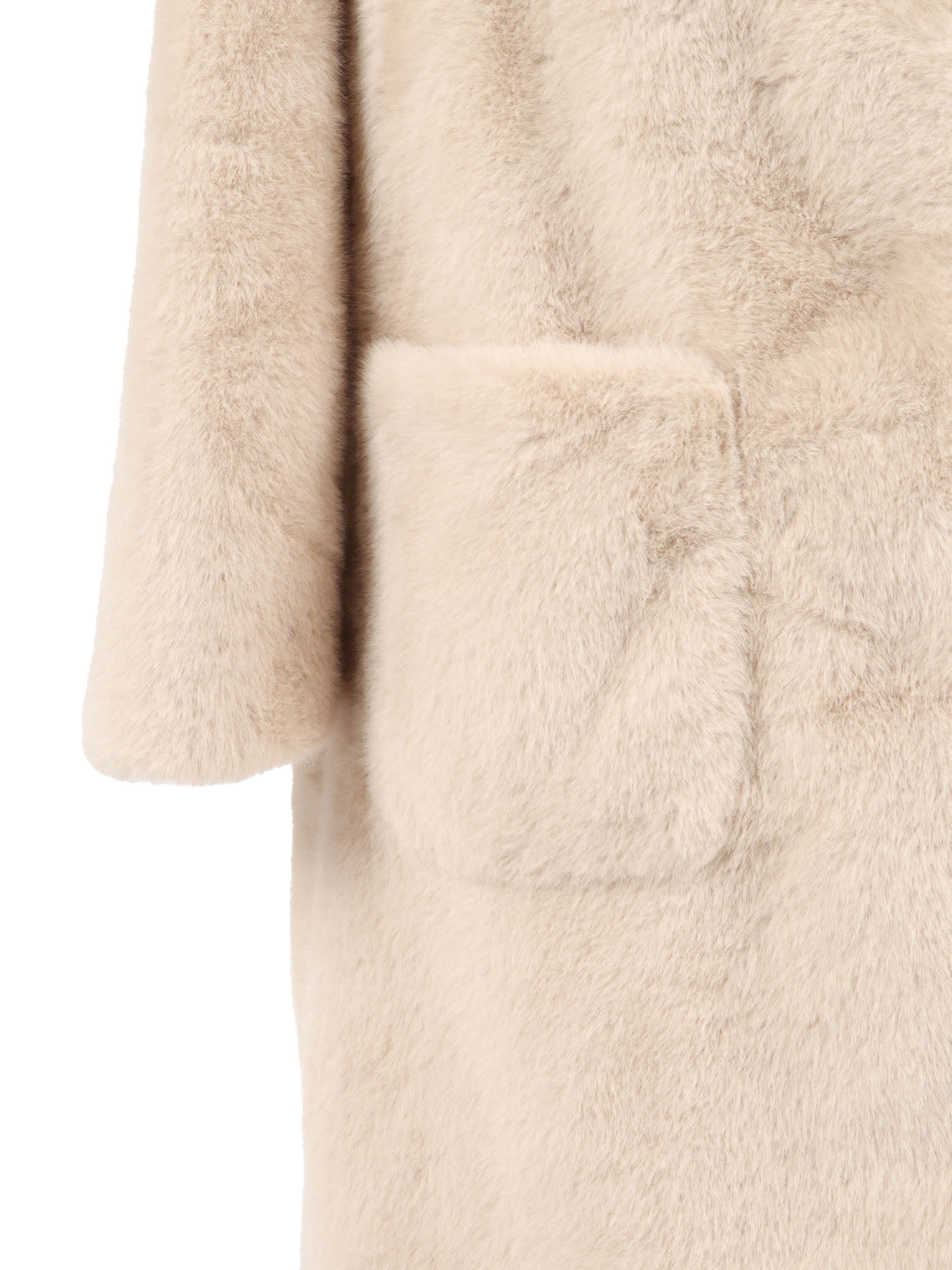 Monnalisa Teddy Coat Buttons In Neutral