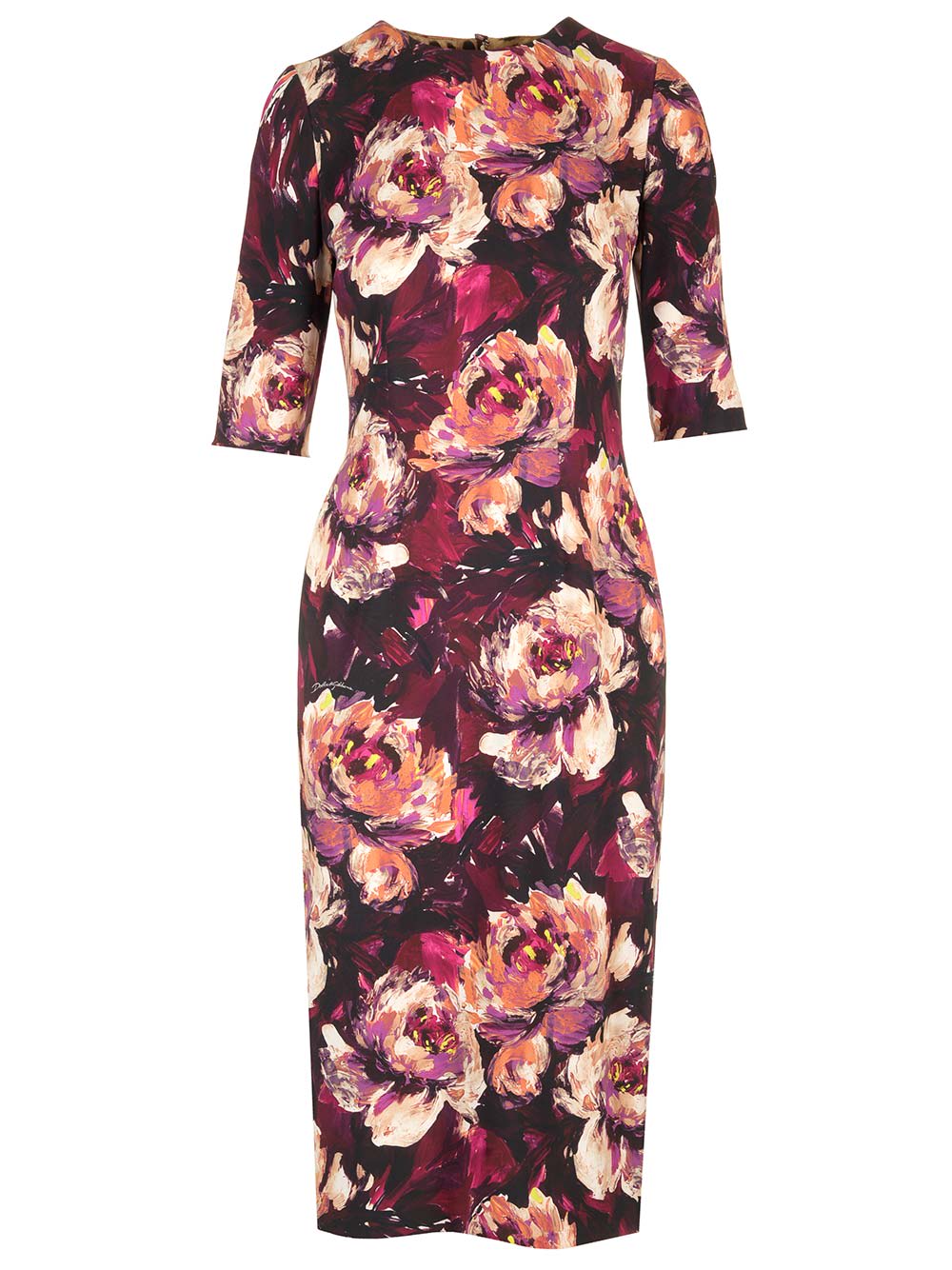 Dolce & Gabbana Floral Cady Midi Dress In Multicolor
