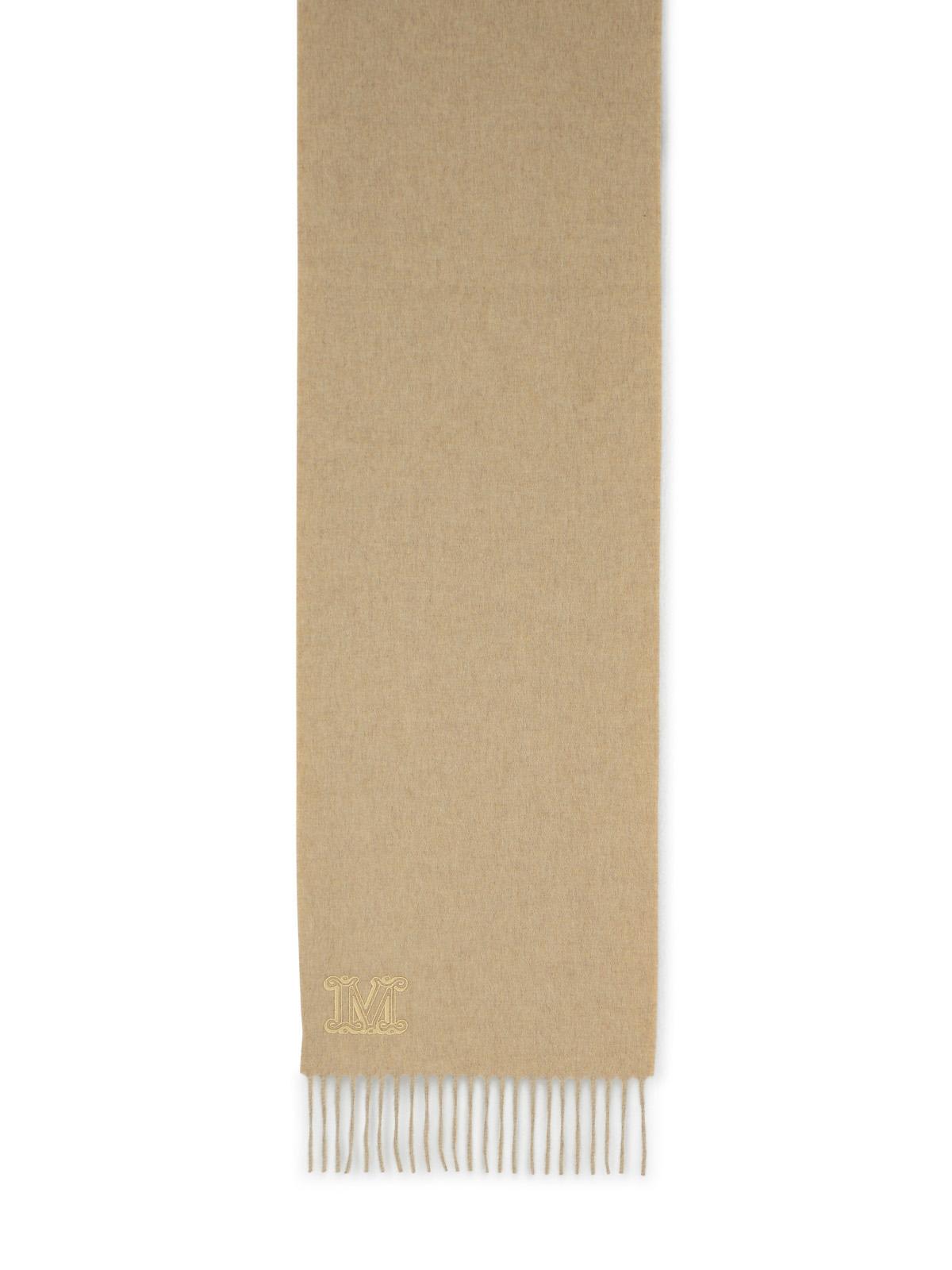 Max Mara Wsdalia Cashmere Stole With Beige Monogram Embroidery