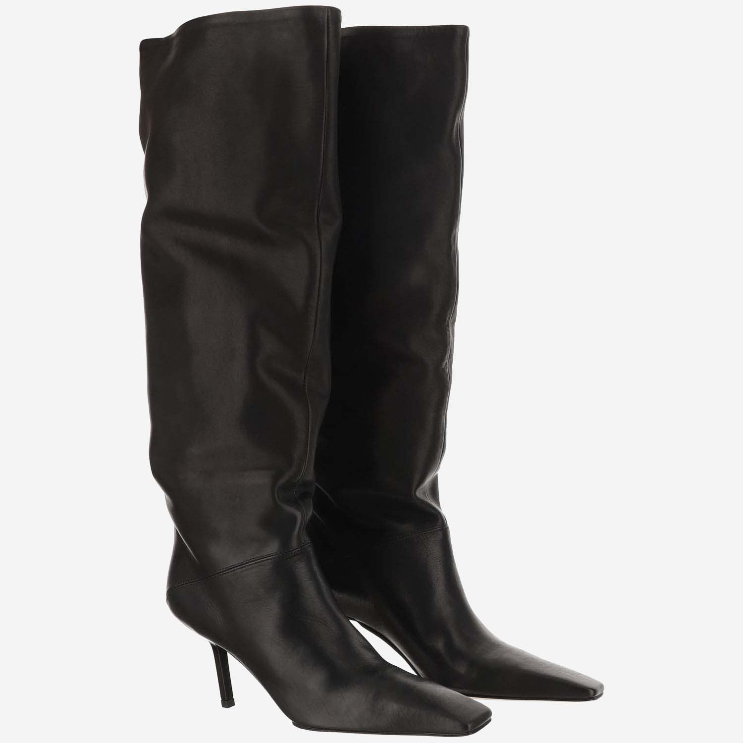 Shop Armarium Orsola Leather High Boots In Black