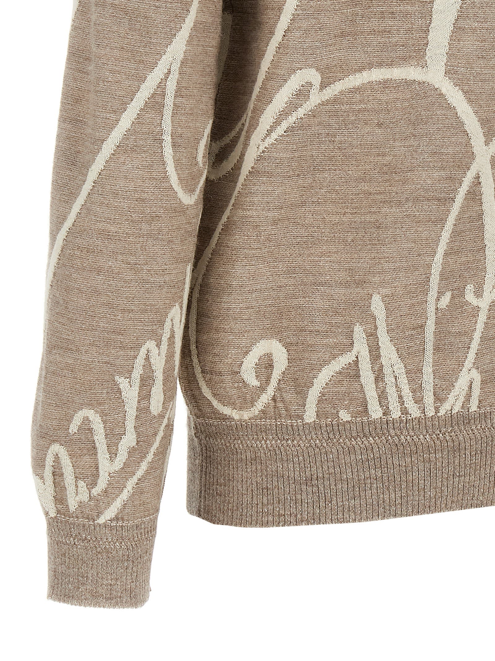 Shop Berluti Giant Scritto Sweater In Beige