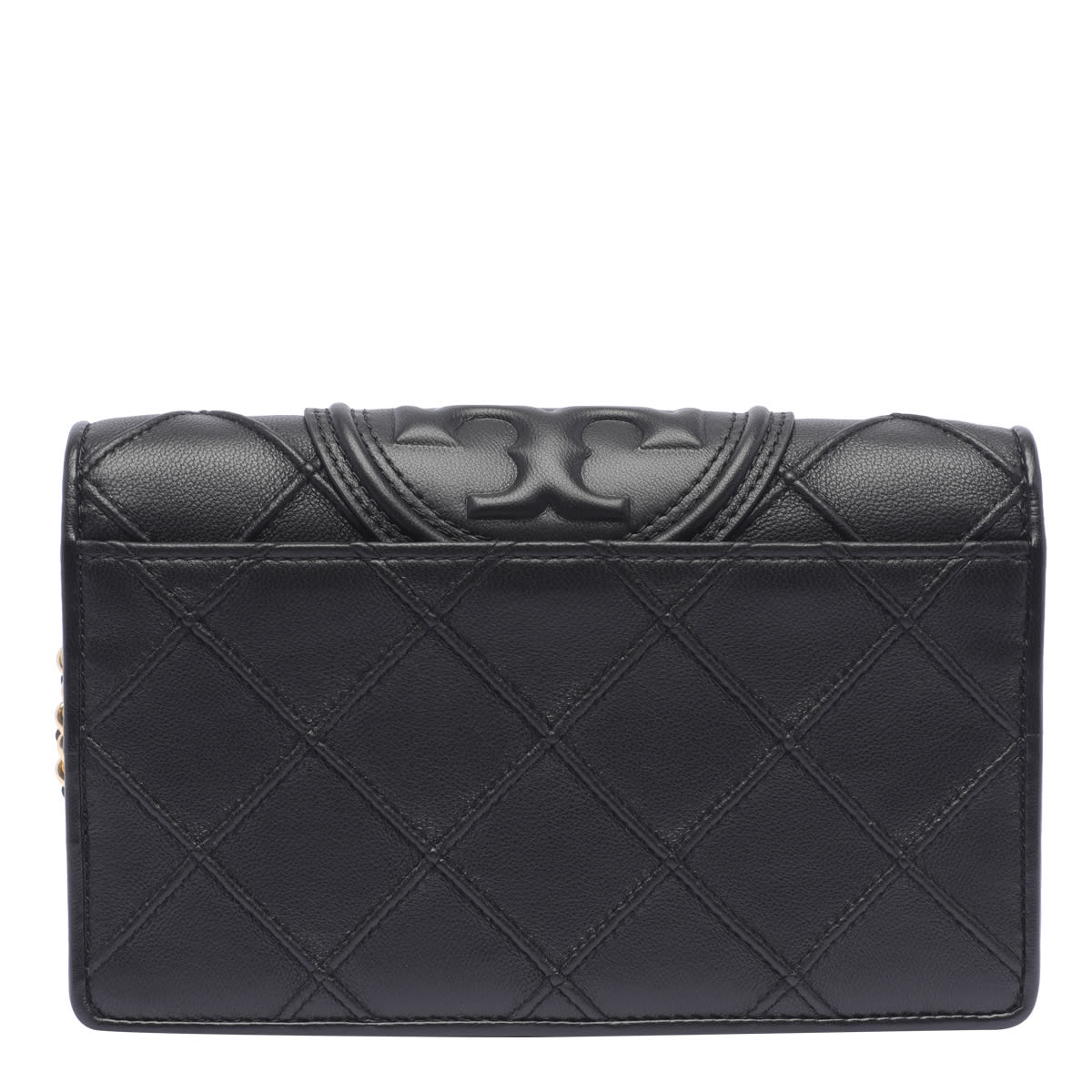 Shop Tory Burch Fleming Soft Chain Wallet In Black