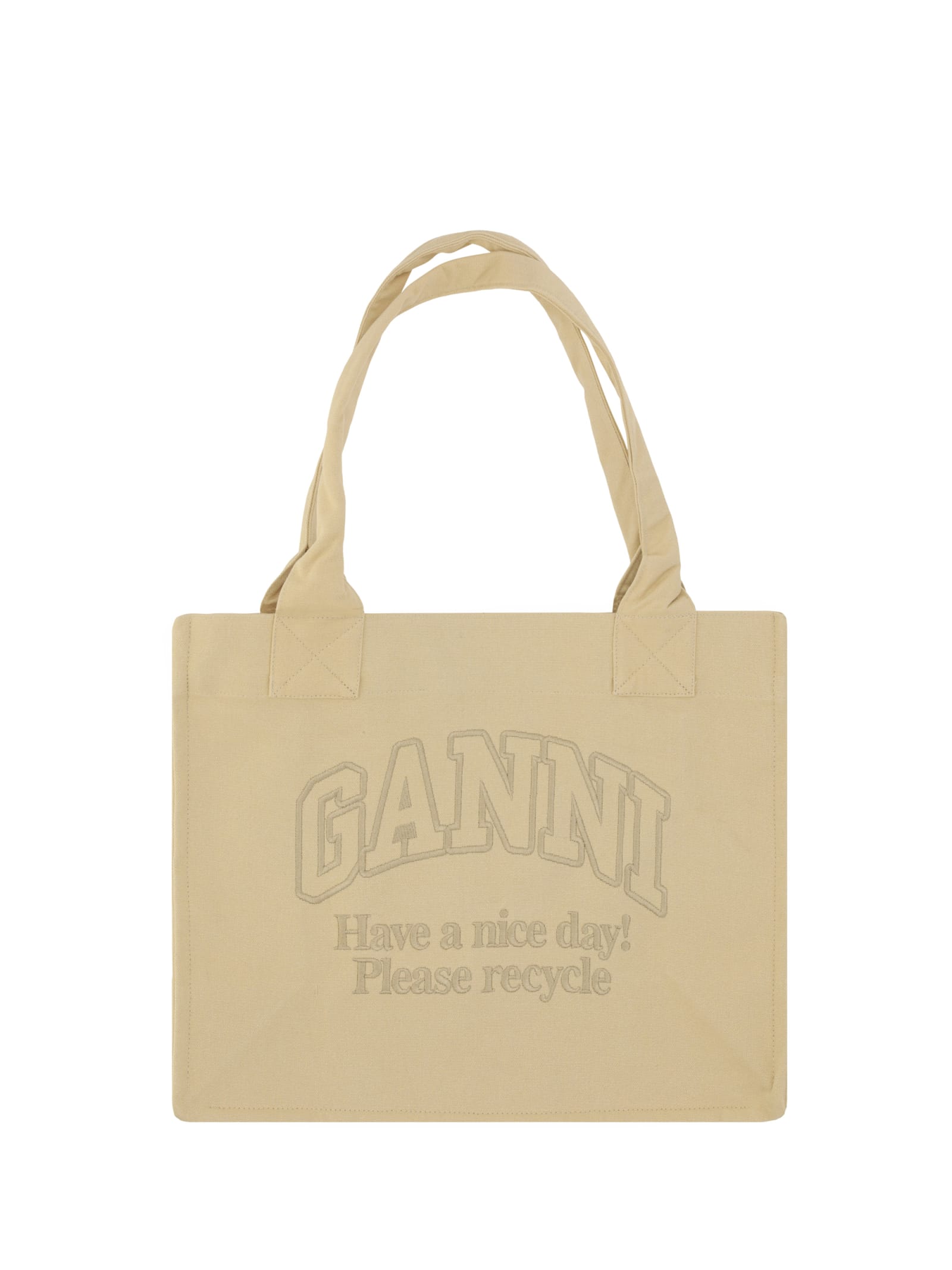 Shop Ganni Easy Shopper Handbag In Neutrals
