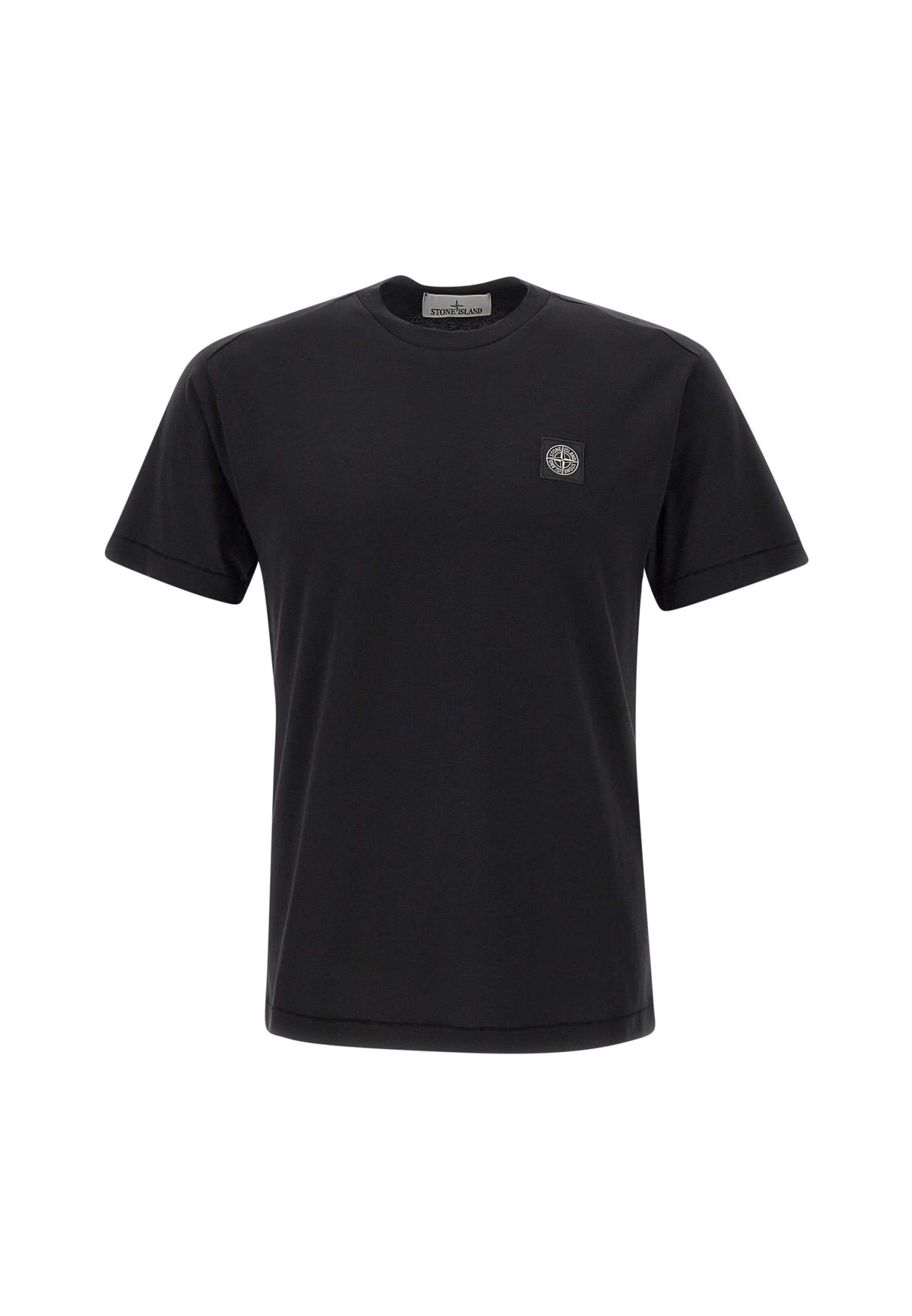Stone Island Short-sleeved T-shirt With Compass Logo Patch In Black