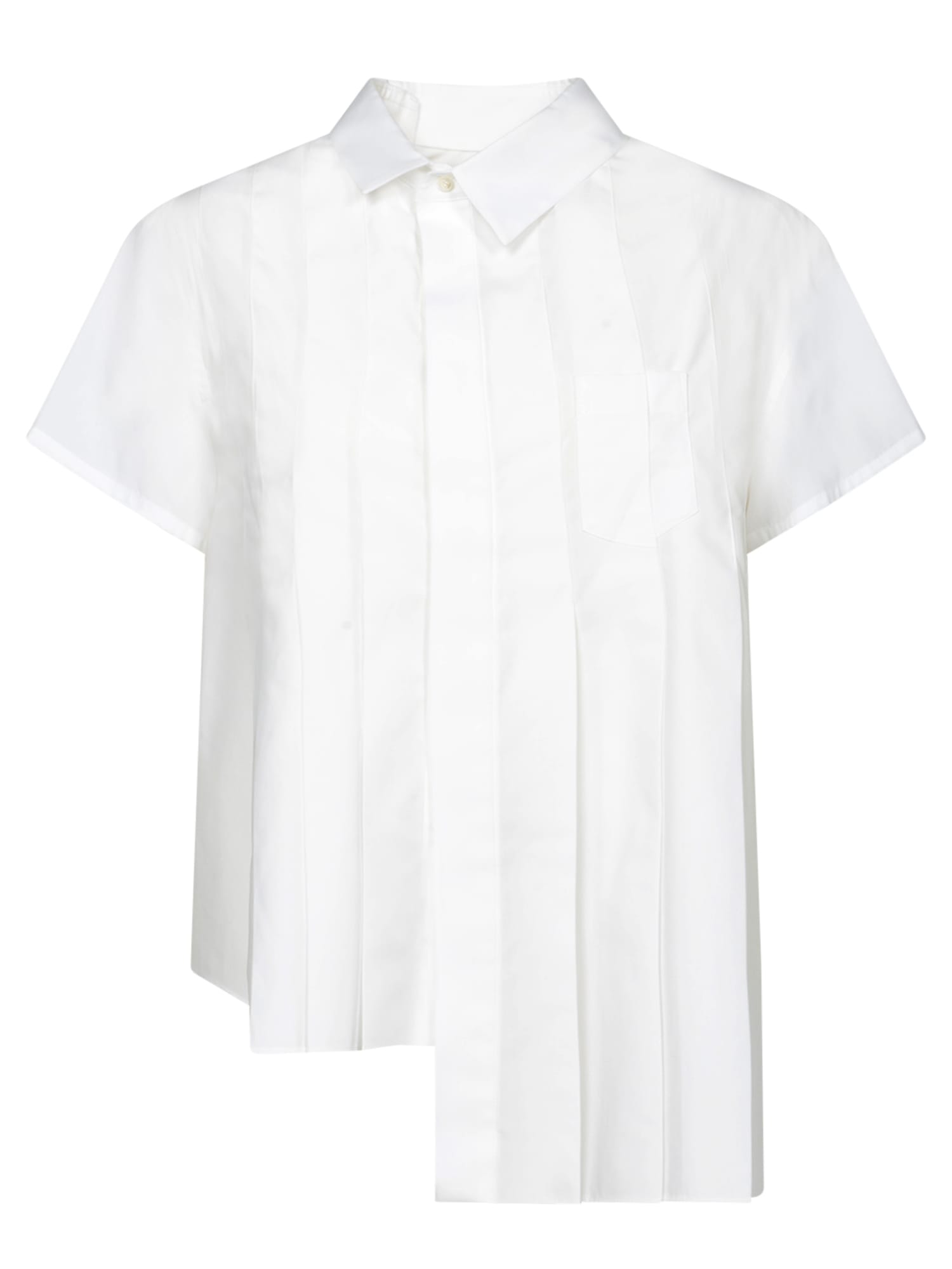 Shop Sacai White Asymmetric Striped Shirt