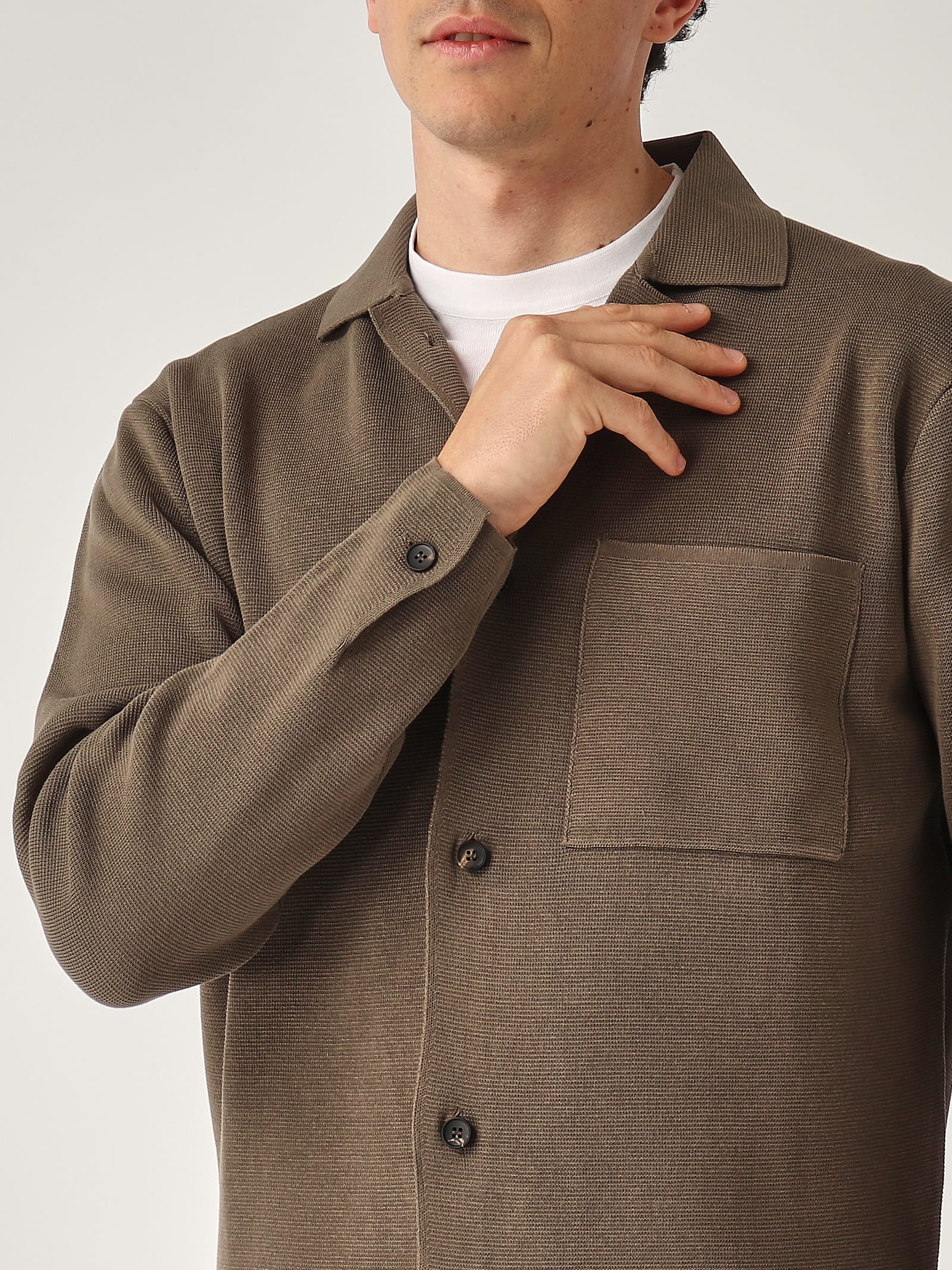 Filippo De Laurentiis Overshirt In Maglia M/l In Crepe Cotton Blazer In Green