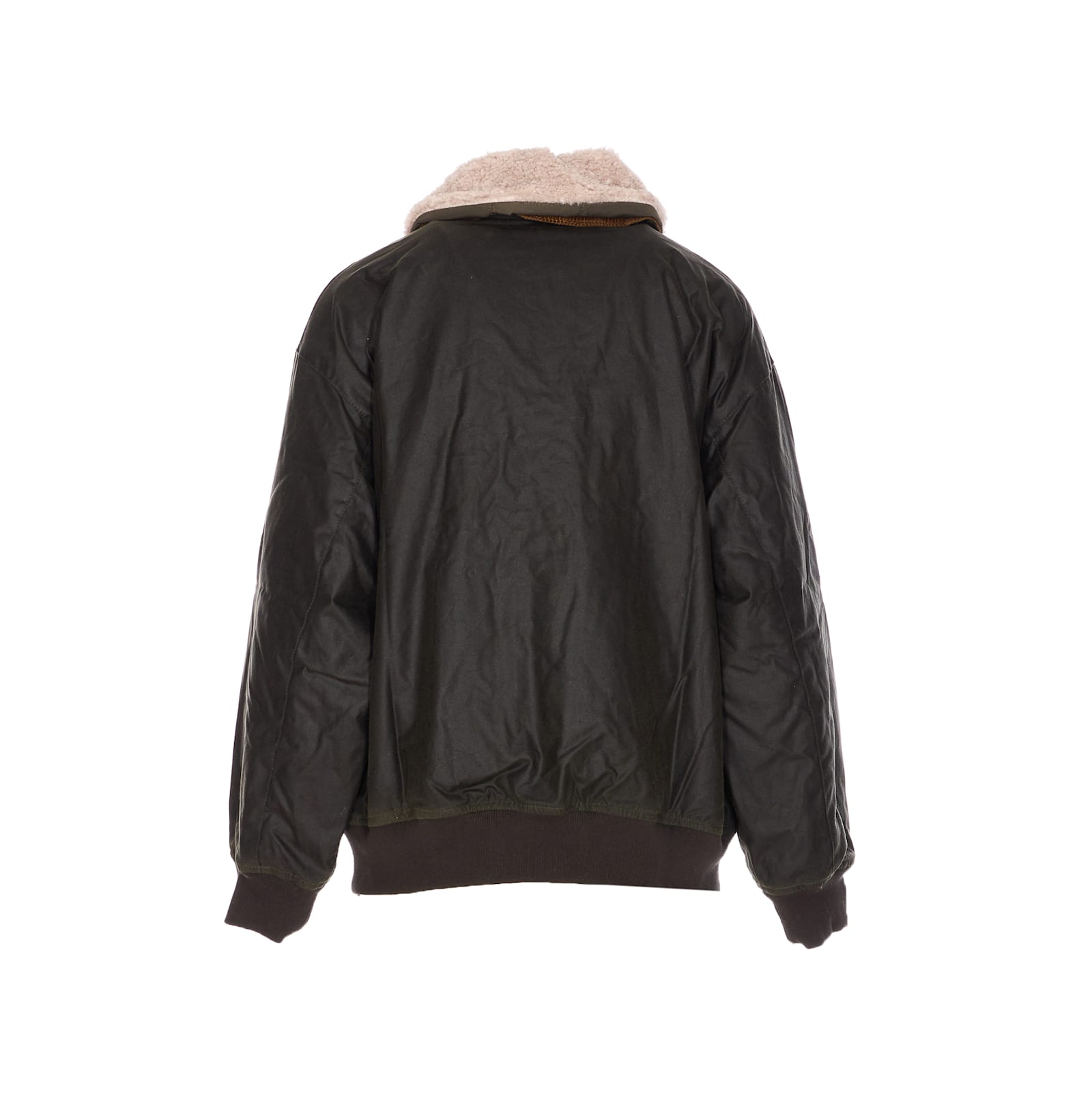 Barbour Womens Archive Olive Maxine Faux-fur-collar Waxed-cotton Jacket In Green