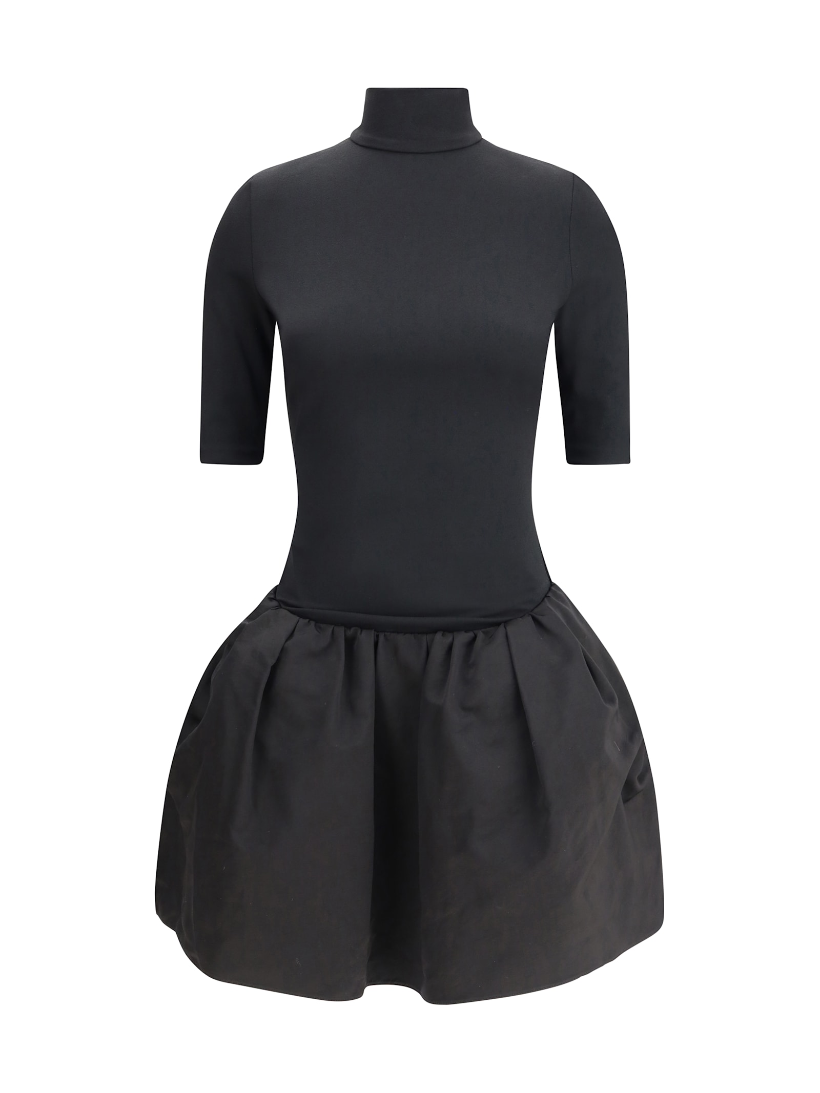 Magda Butrym High-neck Puff Skirt Mini Dress In Black