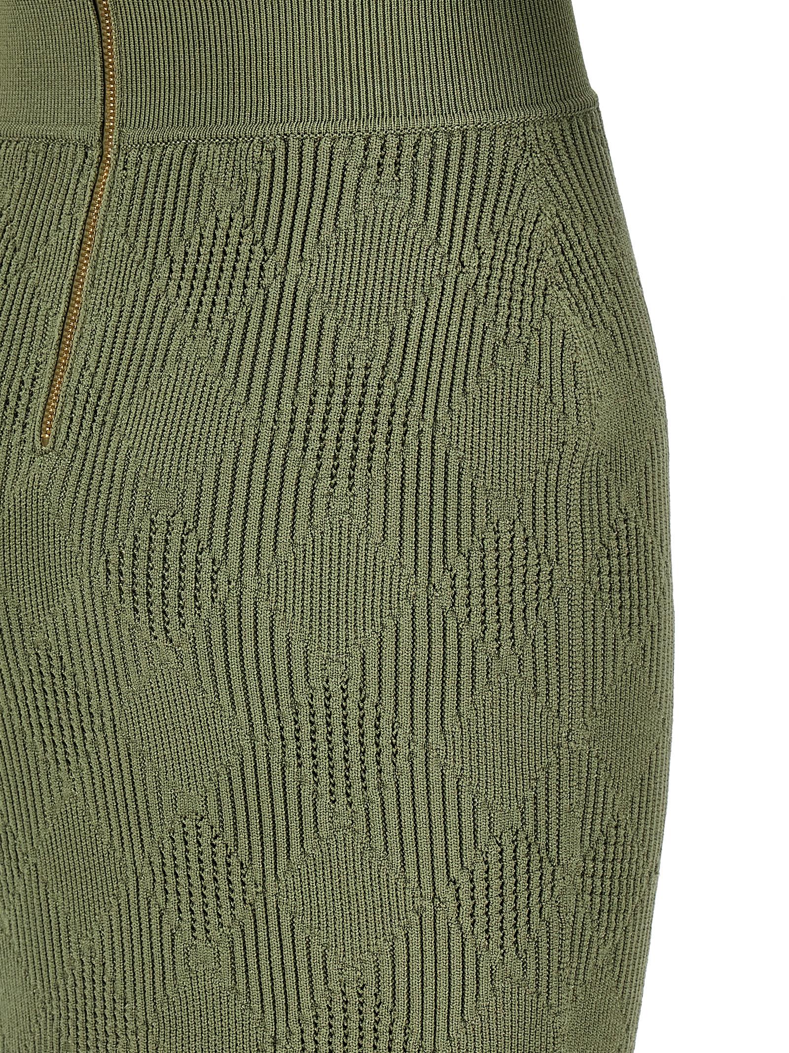 Shop Balmain Openwork Knit Dress In Green