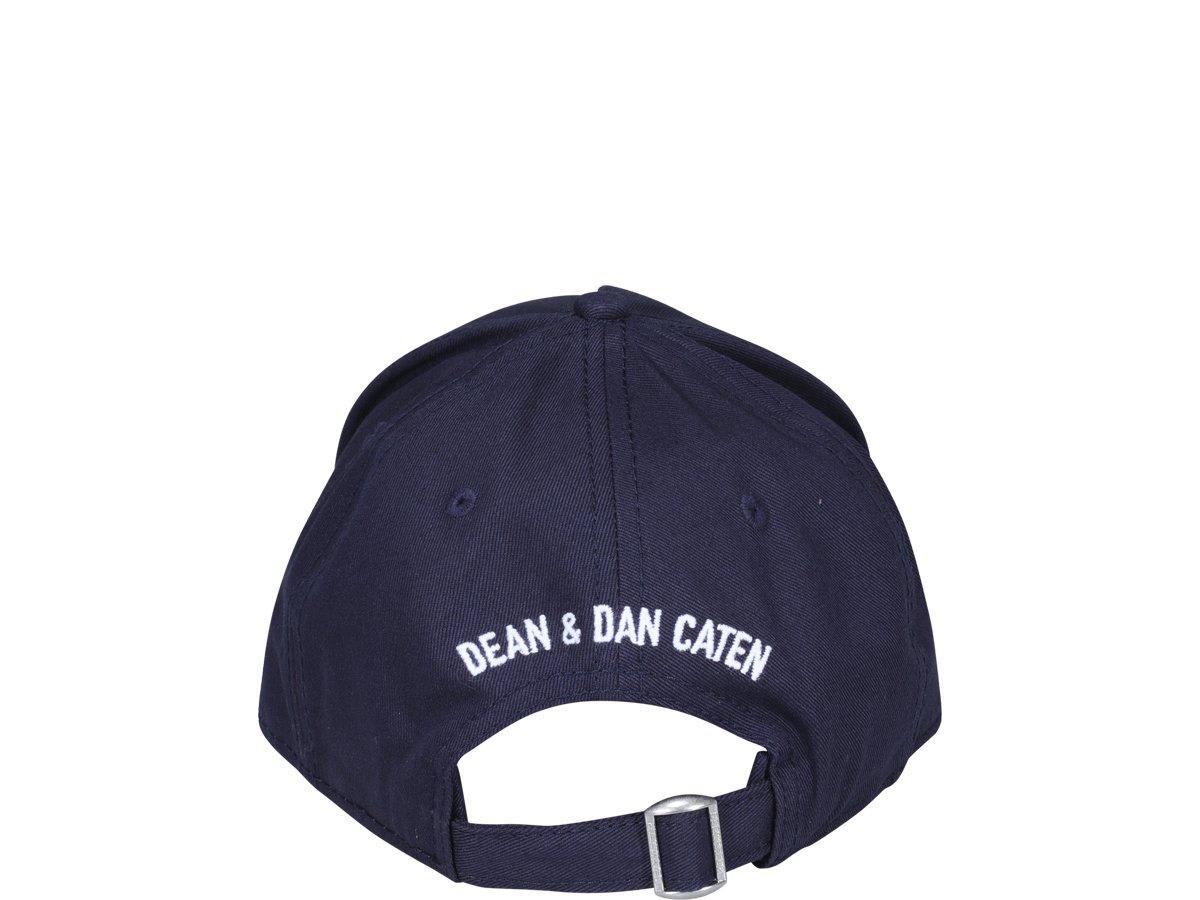 Shop Dsquared2 Icon Logo Embroidered Distressed Baseball Cap In Navy/bianco