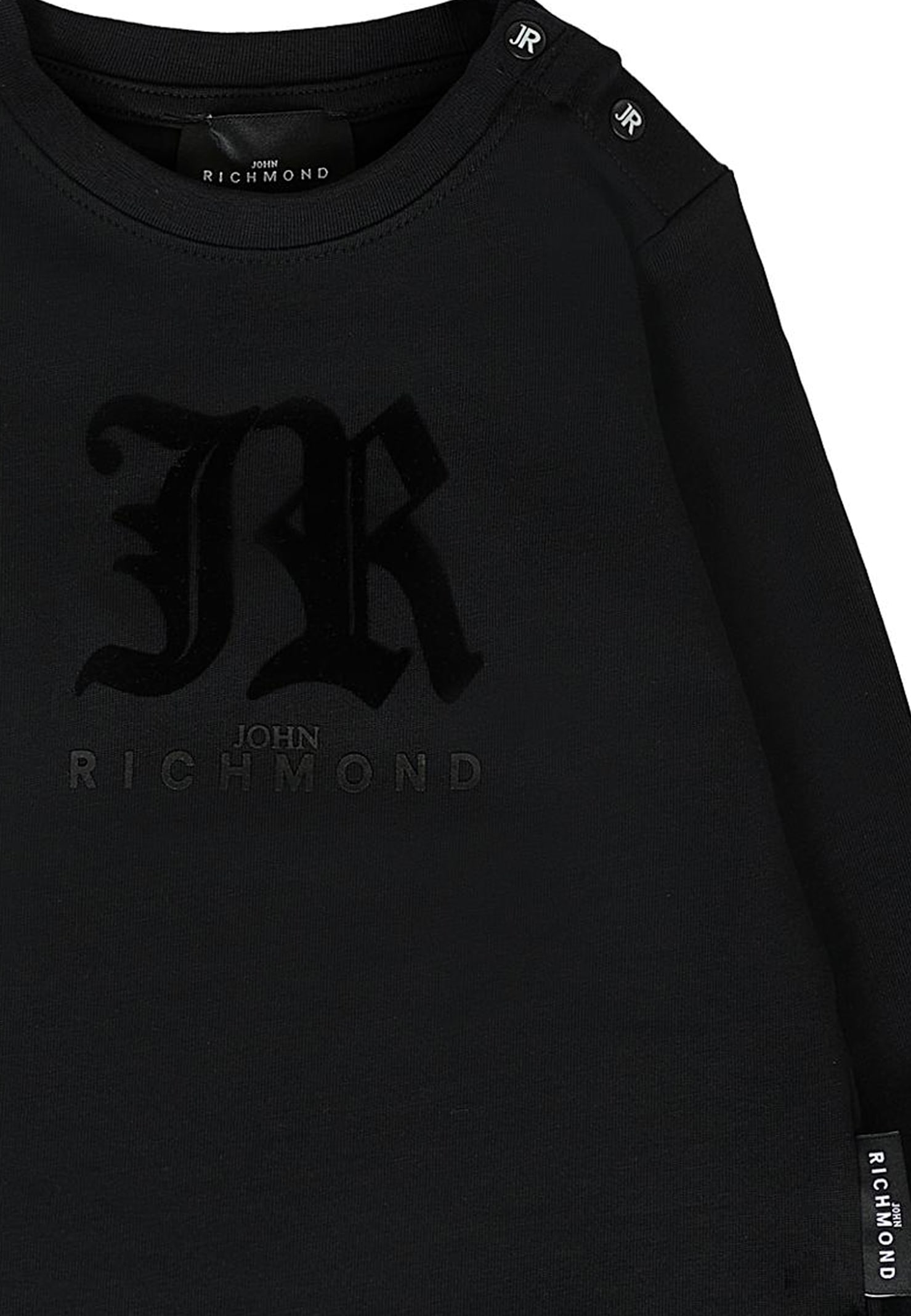 Richmond Black T-shirt For Baby Boy With Velvet Logo In Blue
