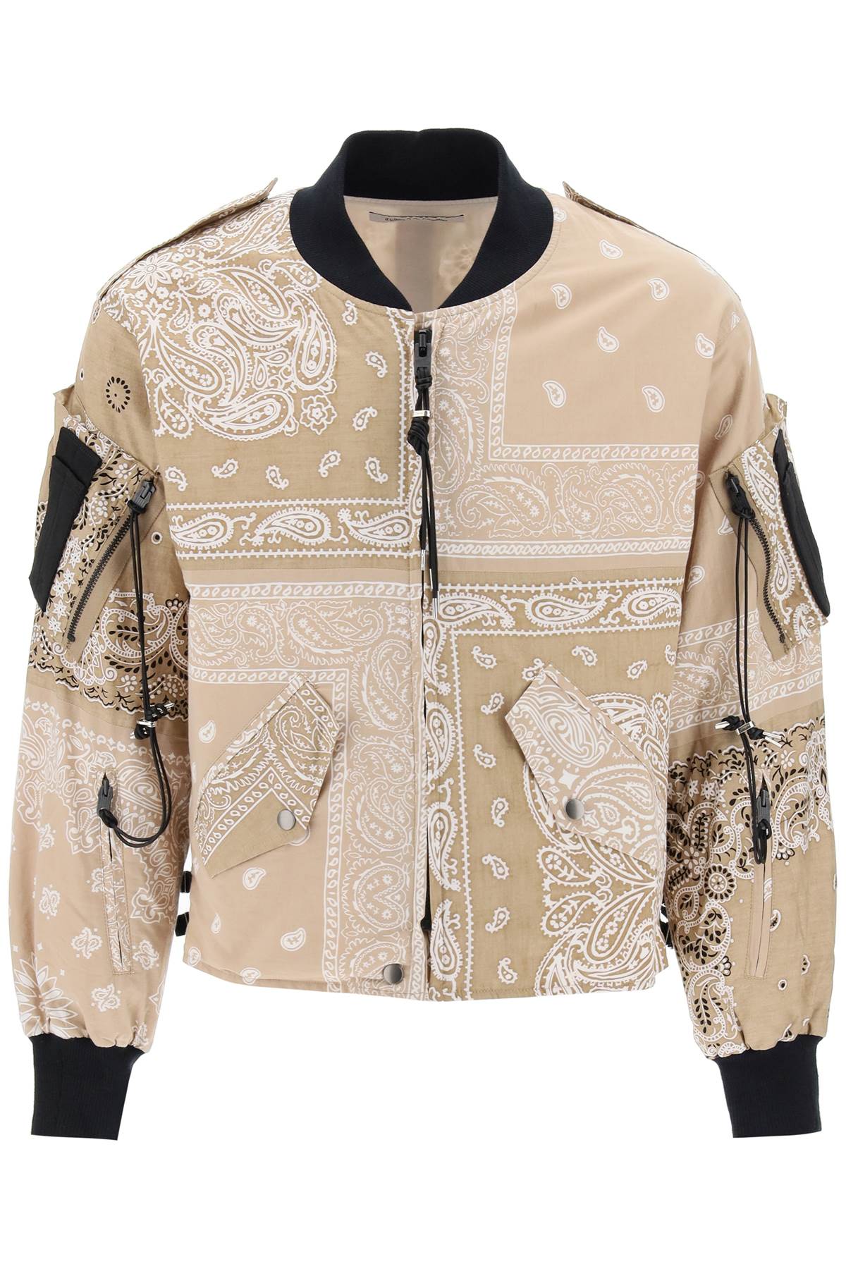 Shop Children Of The Discordance Bomber Jacket With Bandana Motif In Beige (beige)