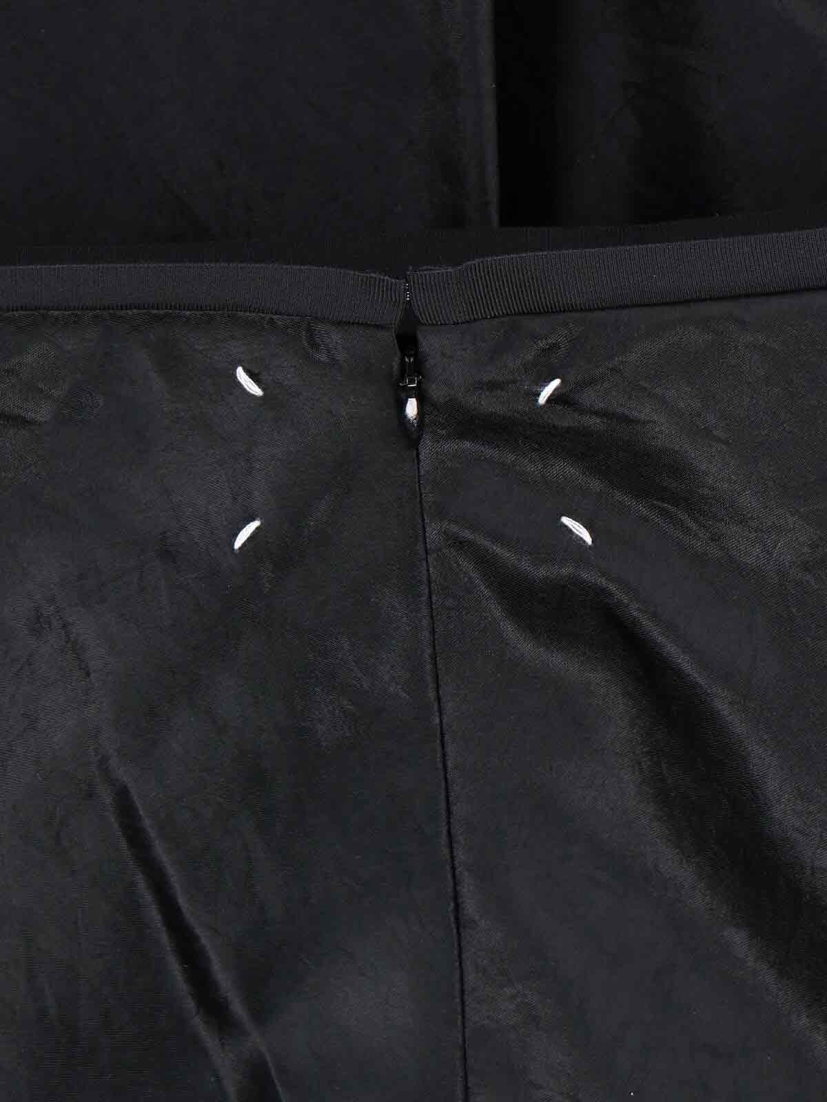Maison Margiela Midi Satin Skirt With Pleated Hem In Black