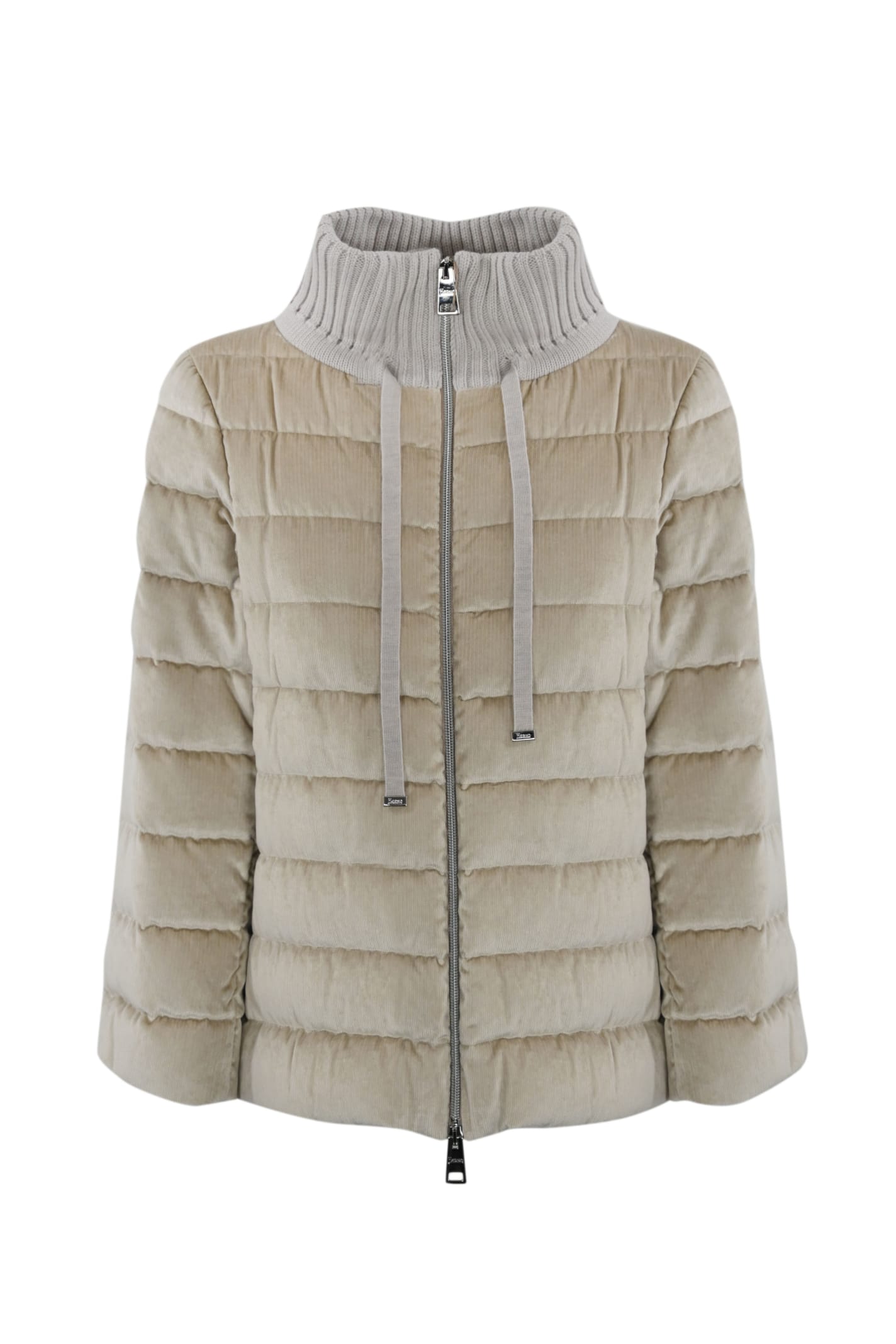 Shop Herno Quilted Jacket In Chantilly Velvet In Beige