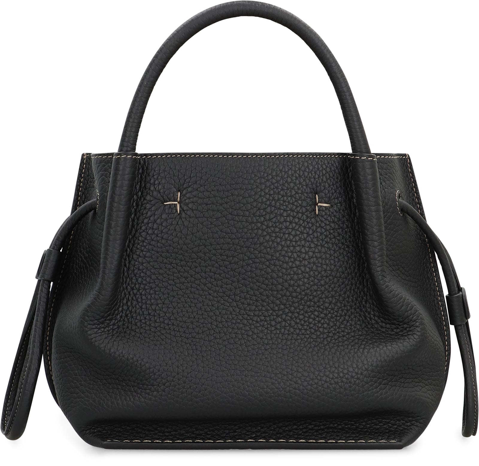 Tod's Black Shoulder Bag With Two Top Handles And Drawstring Closure In Black