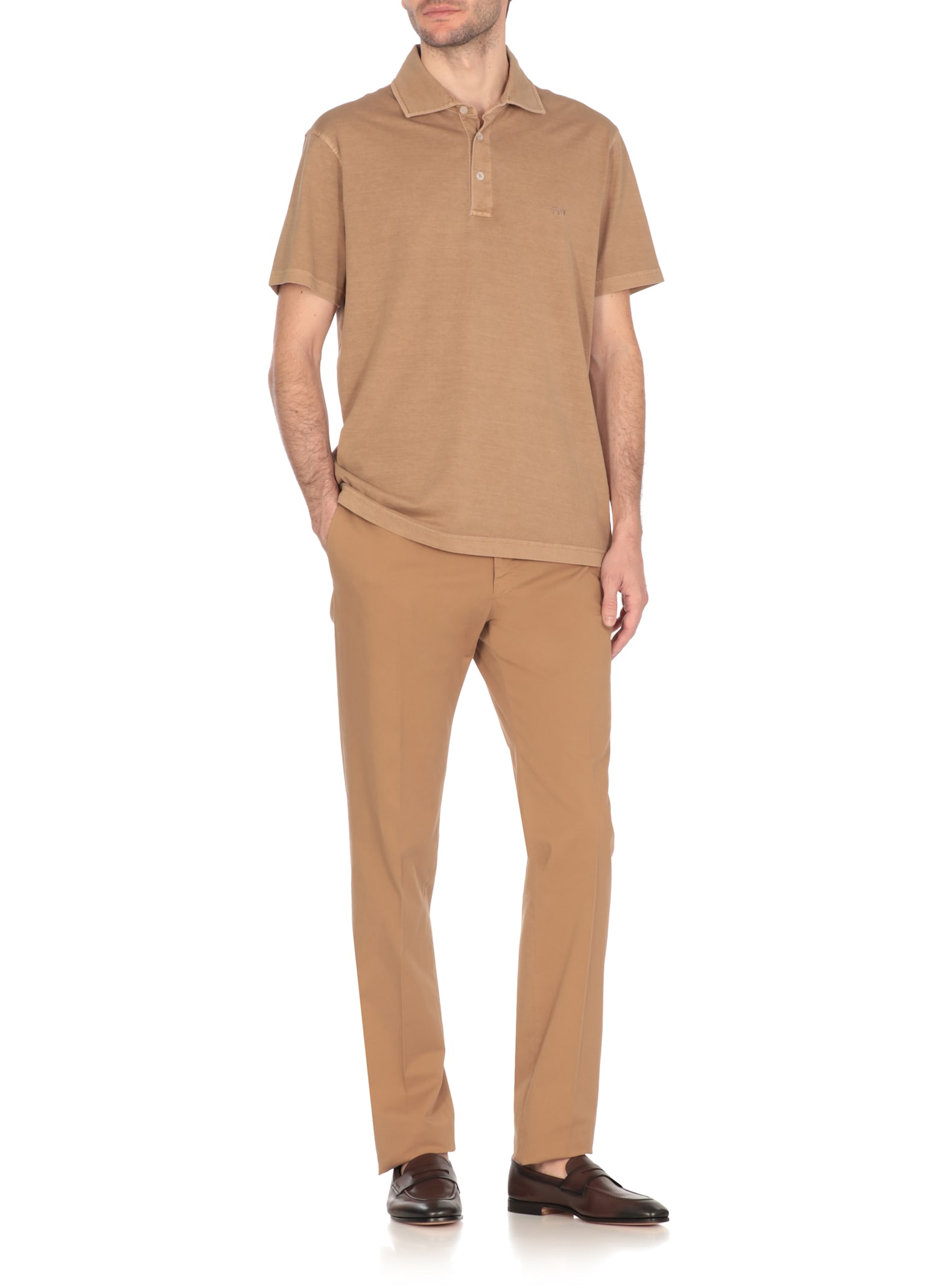 Fay Logoed Polo In Brown