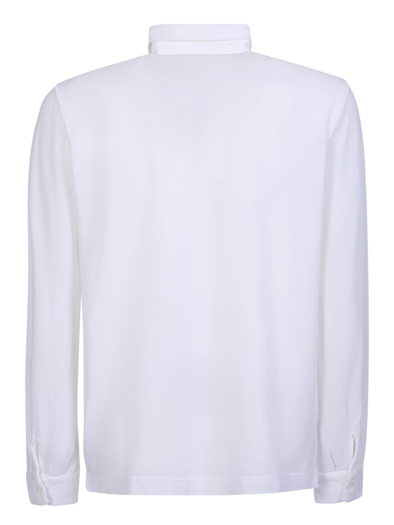 Shop Zanone Long Sleeved White Polo Shirt