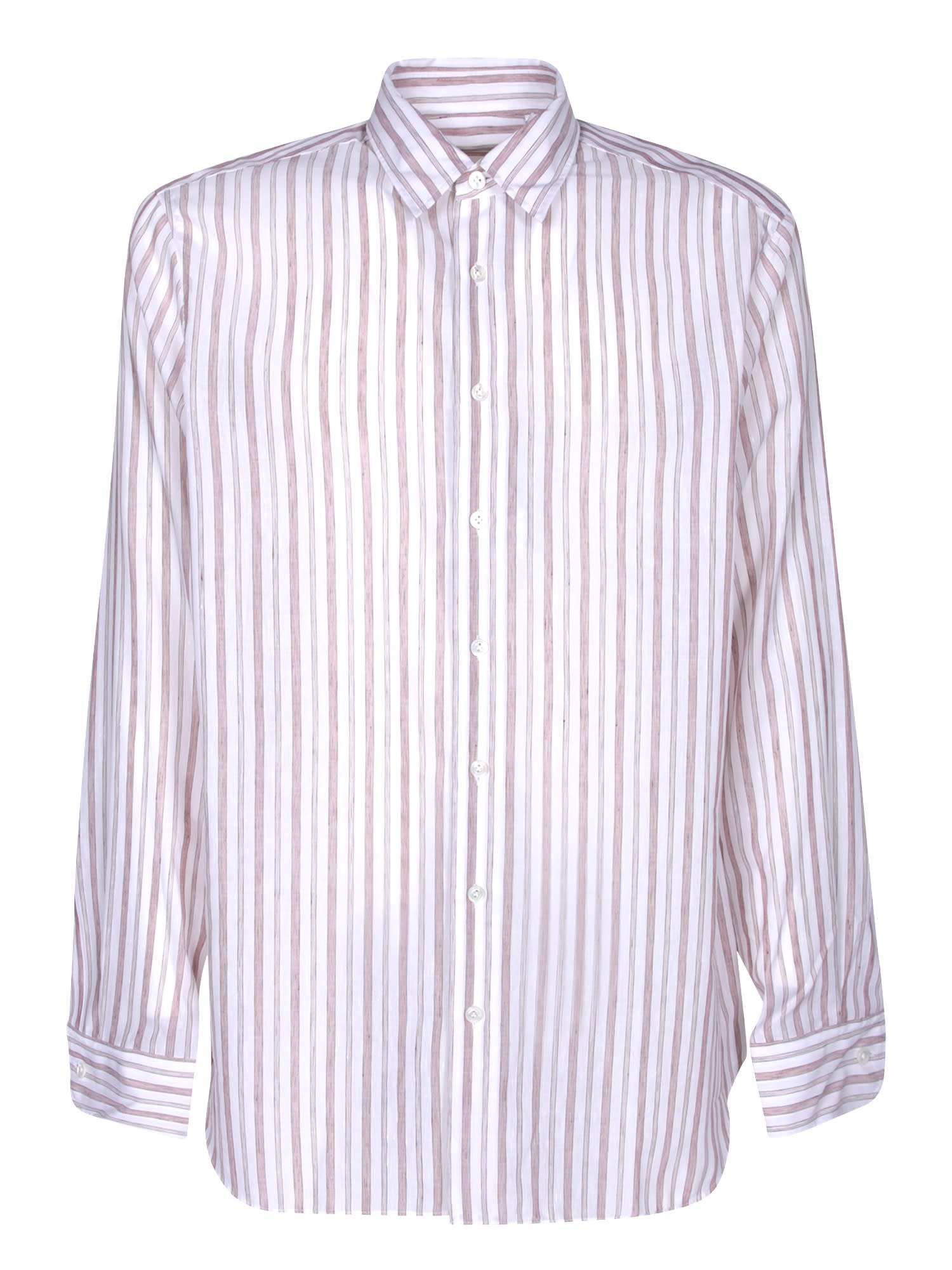 Shop Lardini Ted Striped Brown/white Shirt