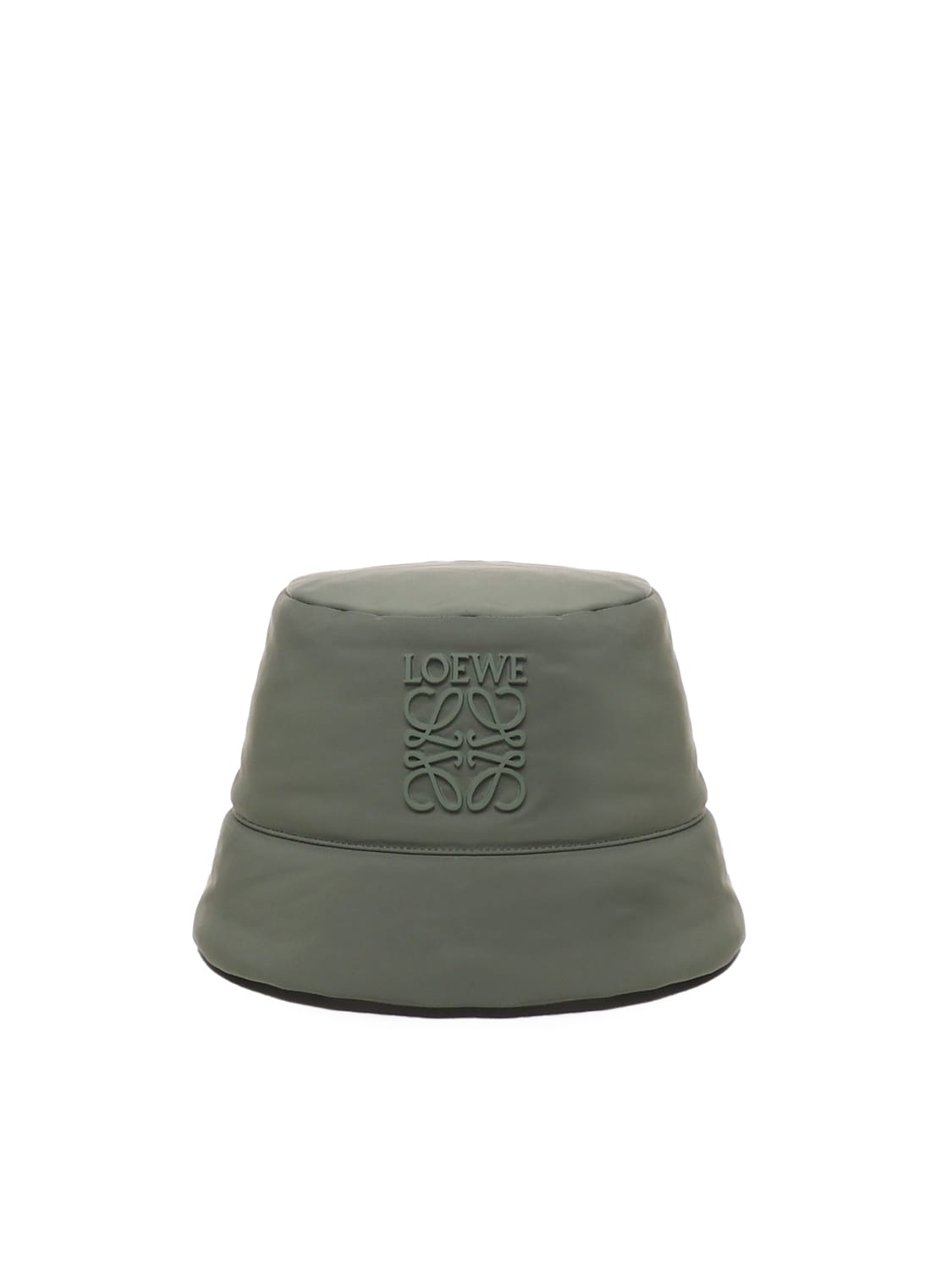 Shop Loewe Bob Puffer Bucket Hat In Nylon In Khaki Green
