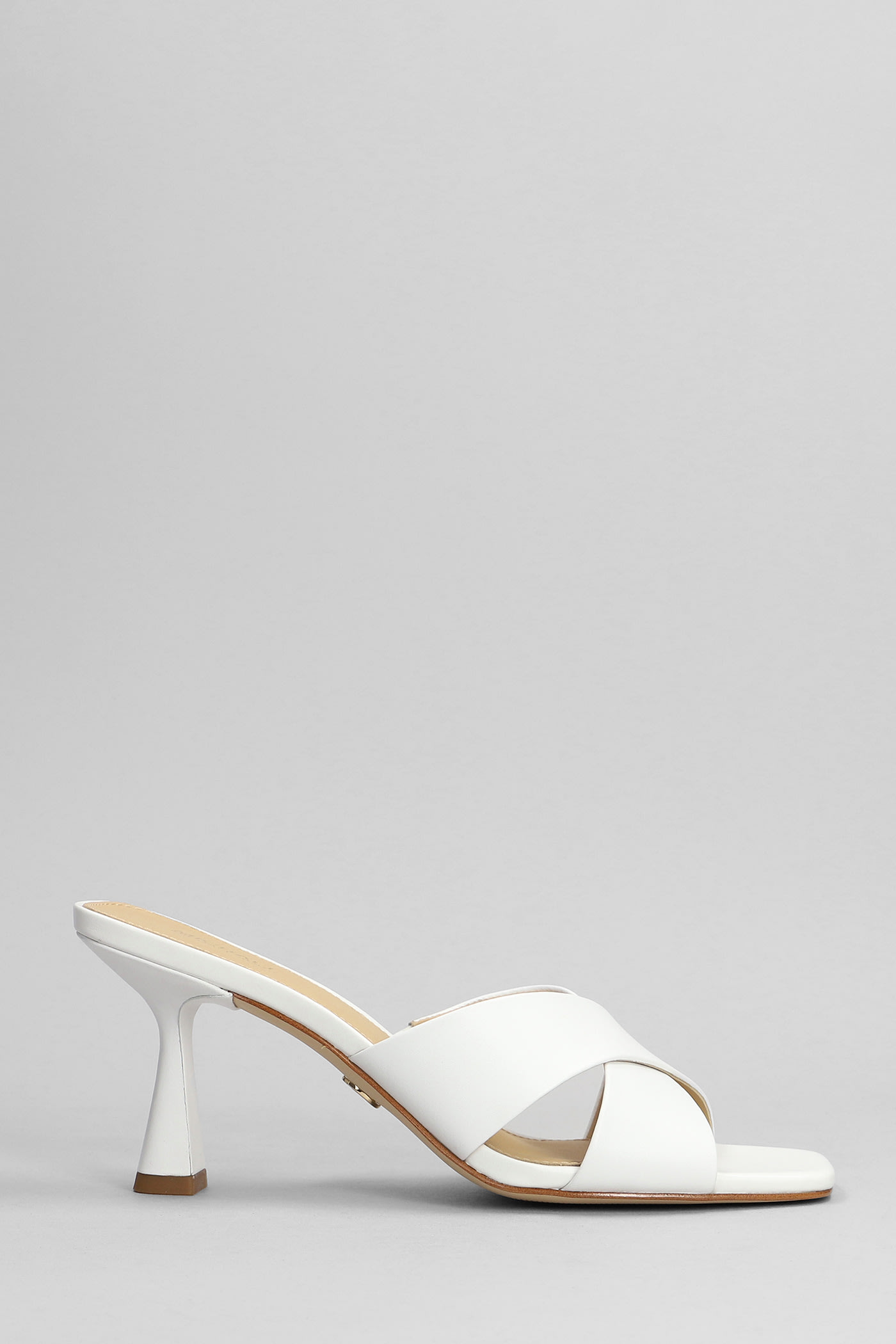 Michael Kors Clara Mule Sandals In White Leather