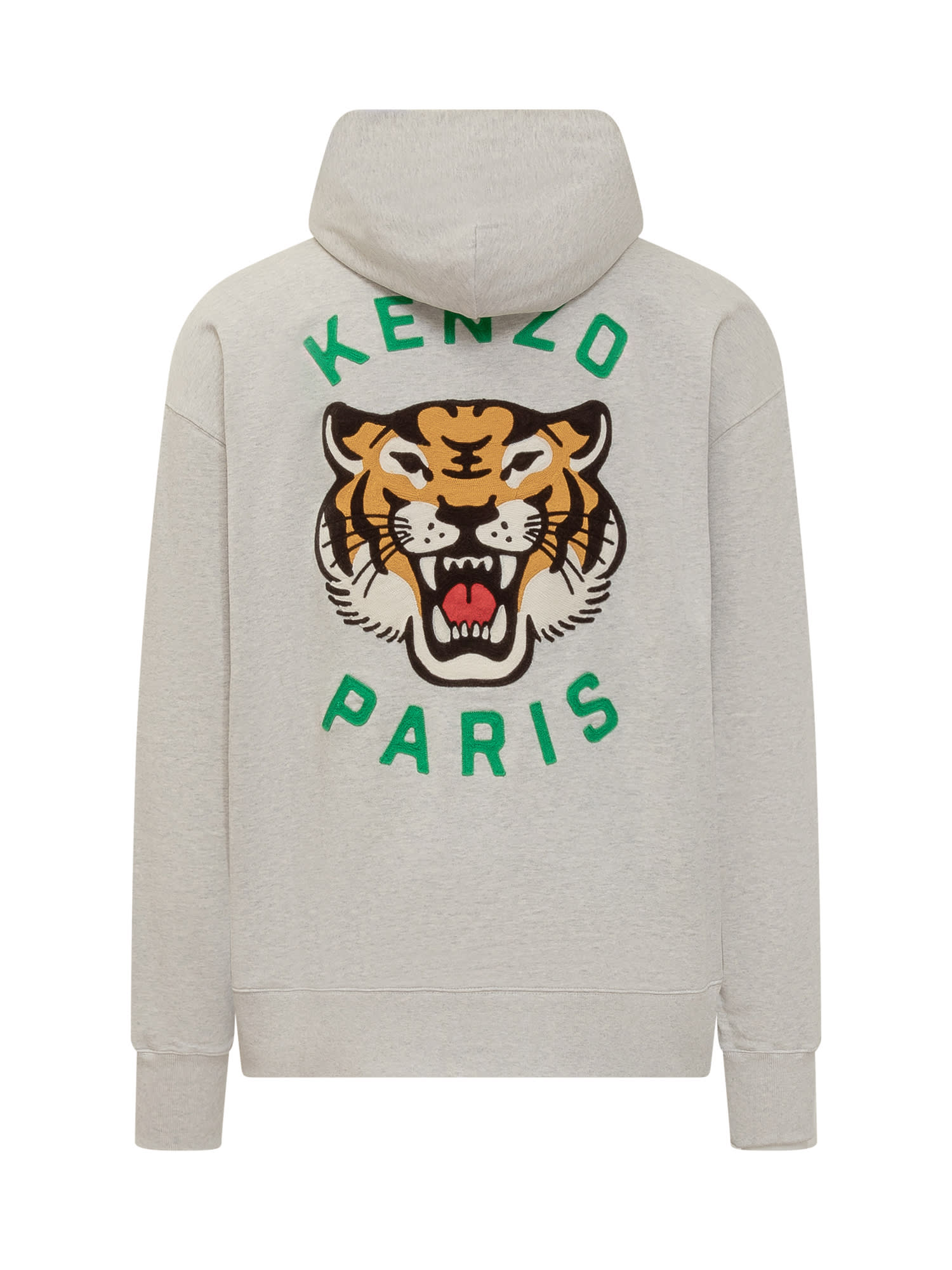 Shop Kenzo Hoodie With  Tiger Logo In Light Grey