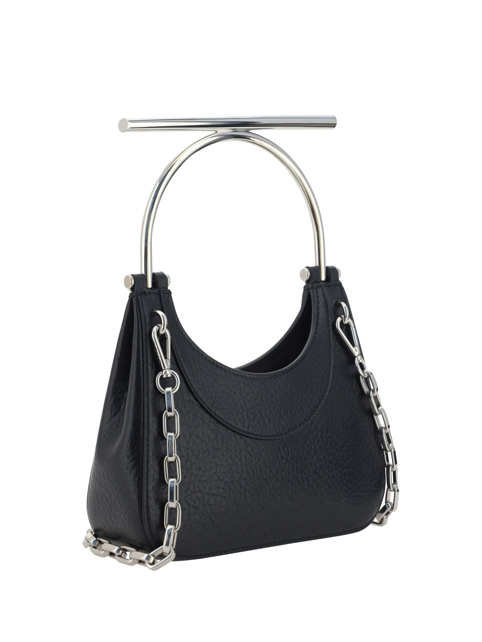 Shop Alexander Mcqueen Cross Bar Hand Bag In Black/silver