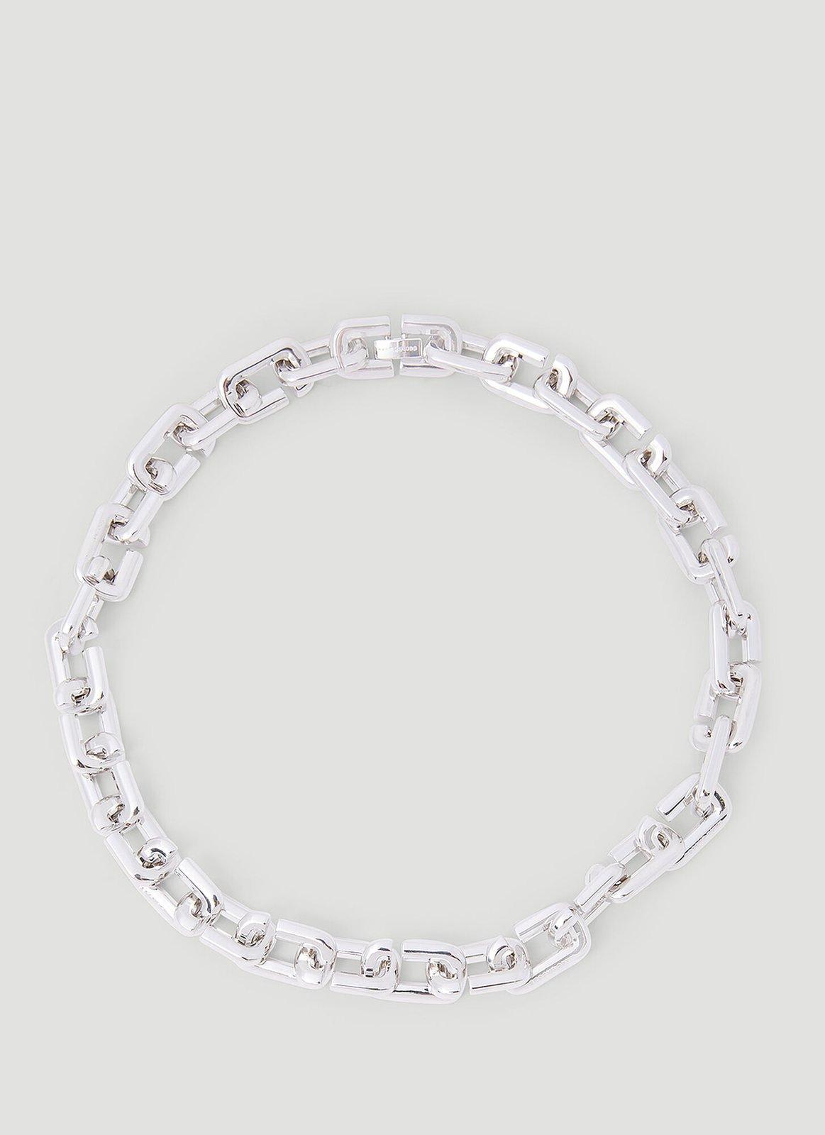 Shop Marc Jacobs J Marc Logo-engraved Chain-linked Necklace In Silver