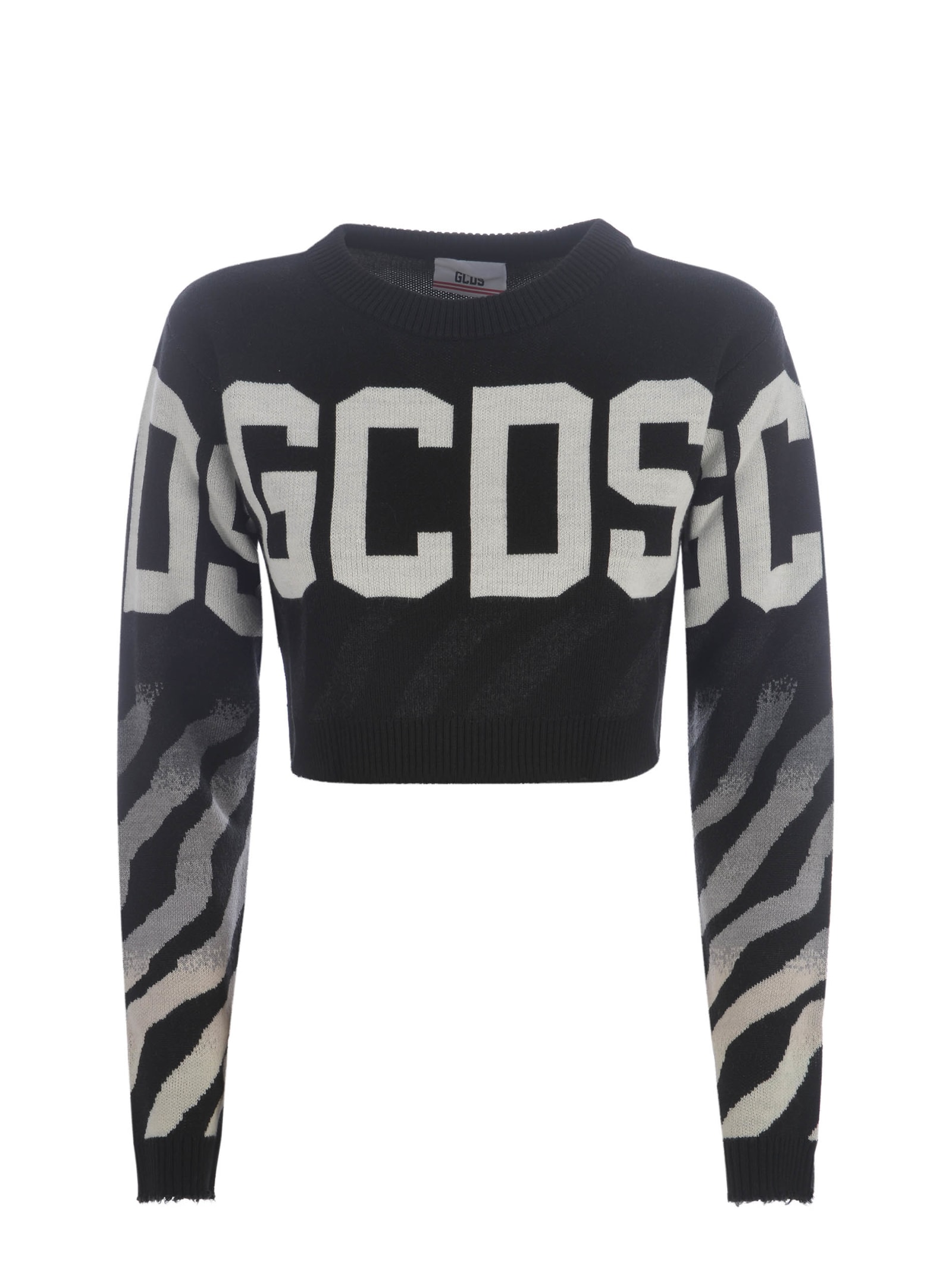 Sweater Cropped Gcds zebra In Wool Blend