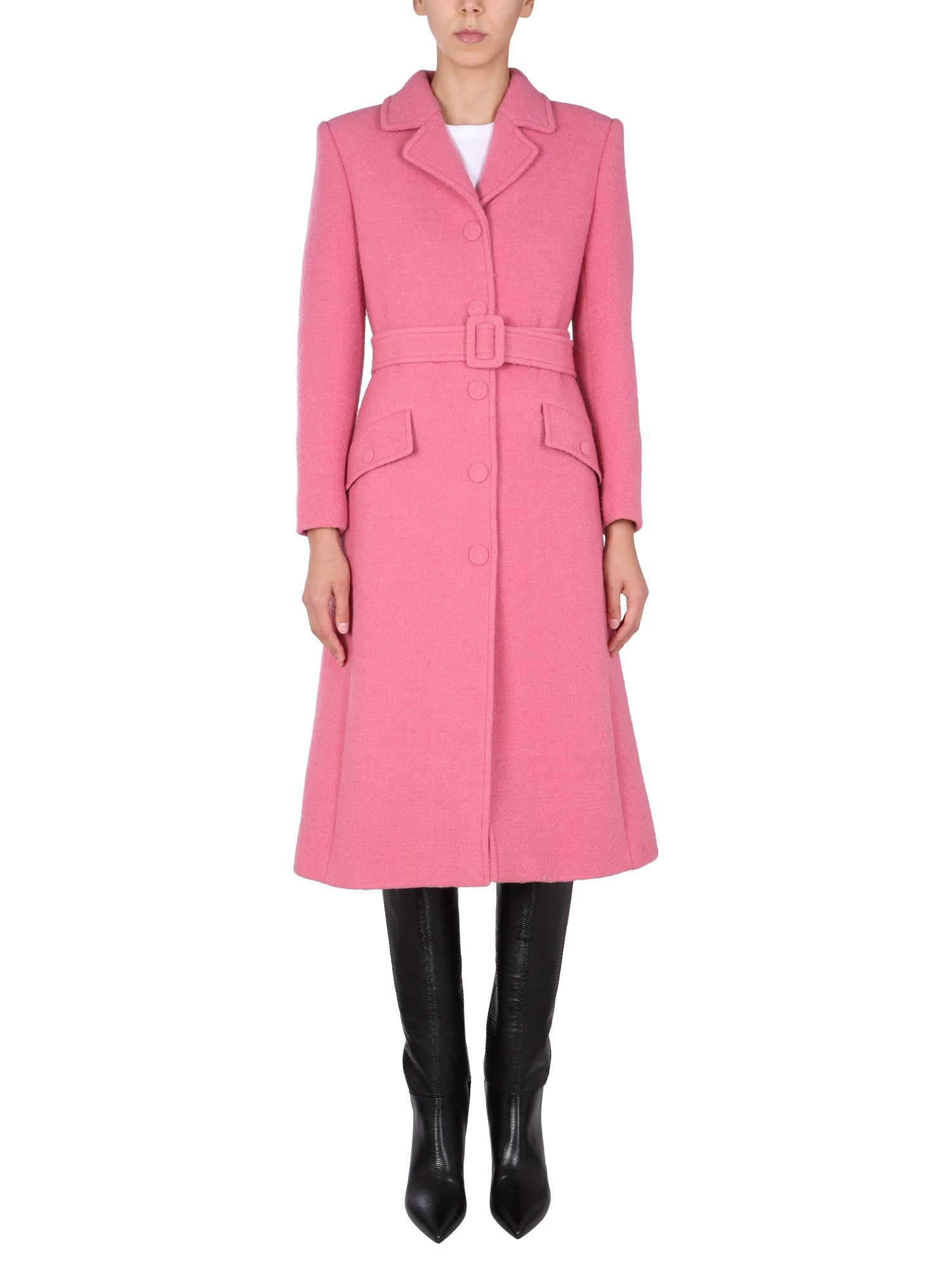 Boutique Moschino Single-breasted Coat With Waist Belt