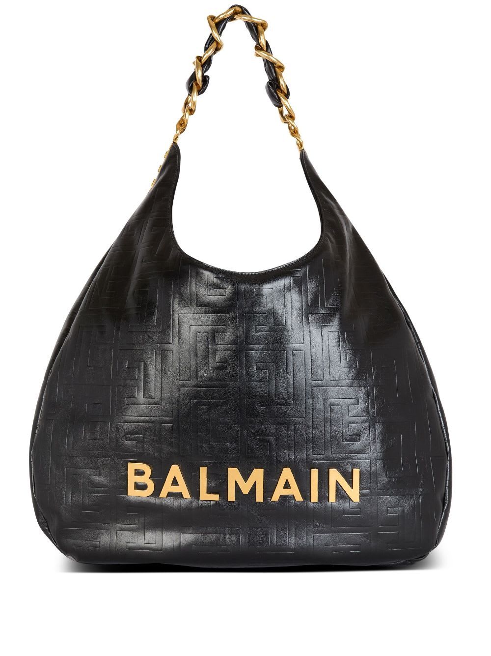 Shop Balmain 1945 Soft Hobo Cabas Bag In Pa Noir