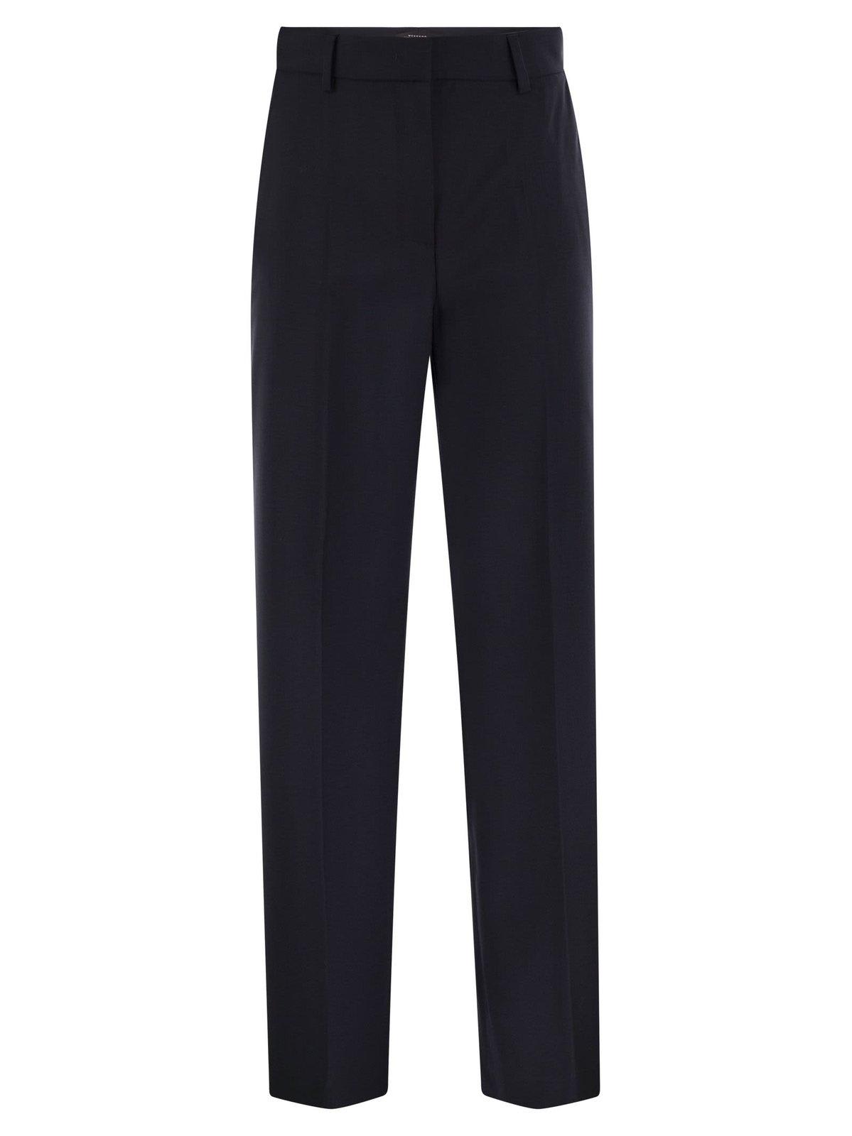 Shop Weekend Max Mara Pleated Straight Leg Pants In Navy