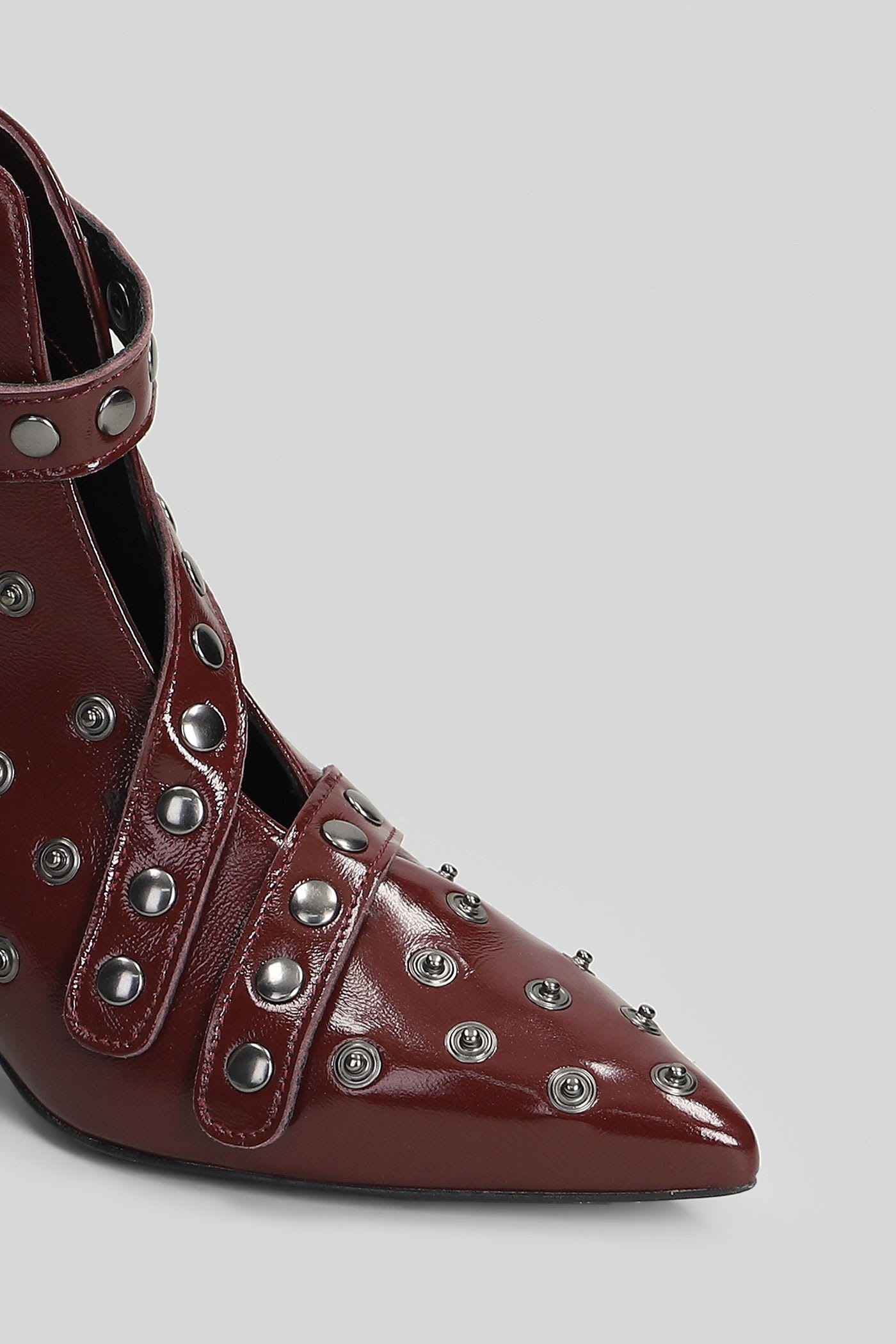 Alchimia High Heels Ankle Boots In Bordeaux Leather In Burgundy