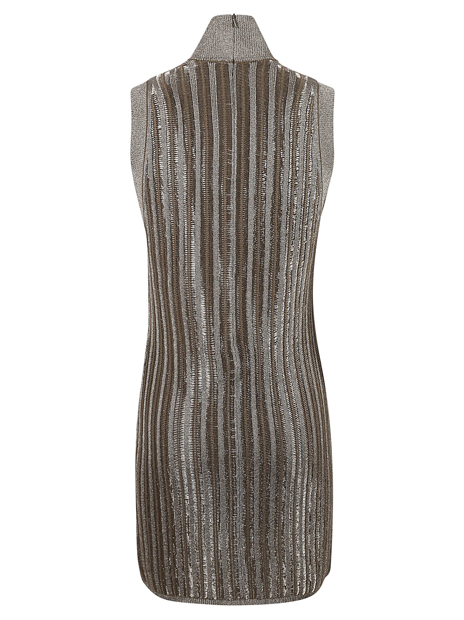 Shop Tom Ford Ribbed Sleeveless Short Dress In Metallic Olive