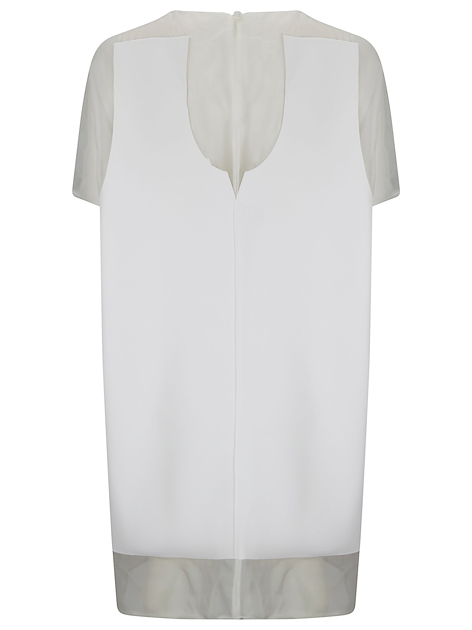 Khaite White Panel Midi Dress With Sheer Inserts In White