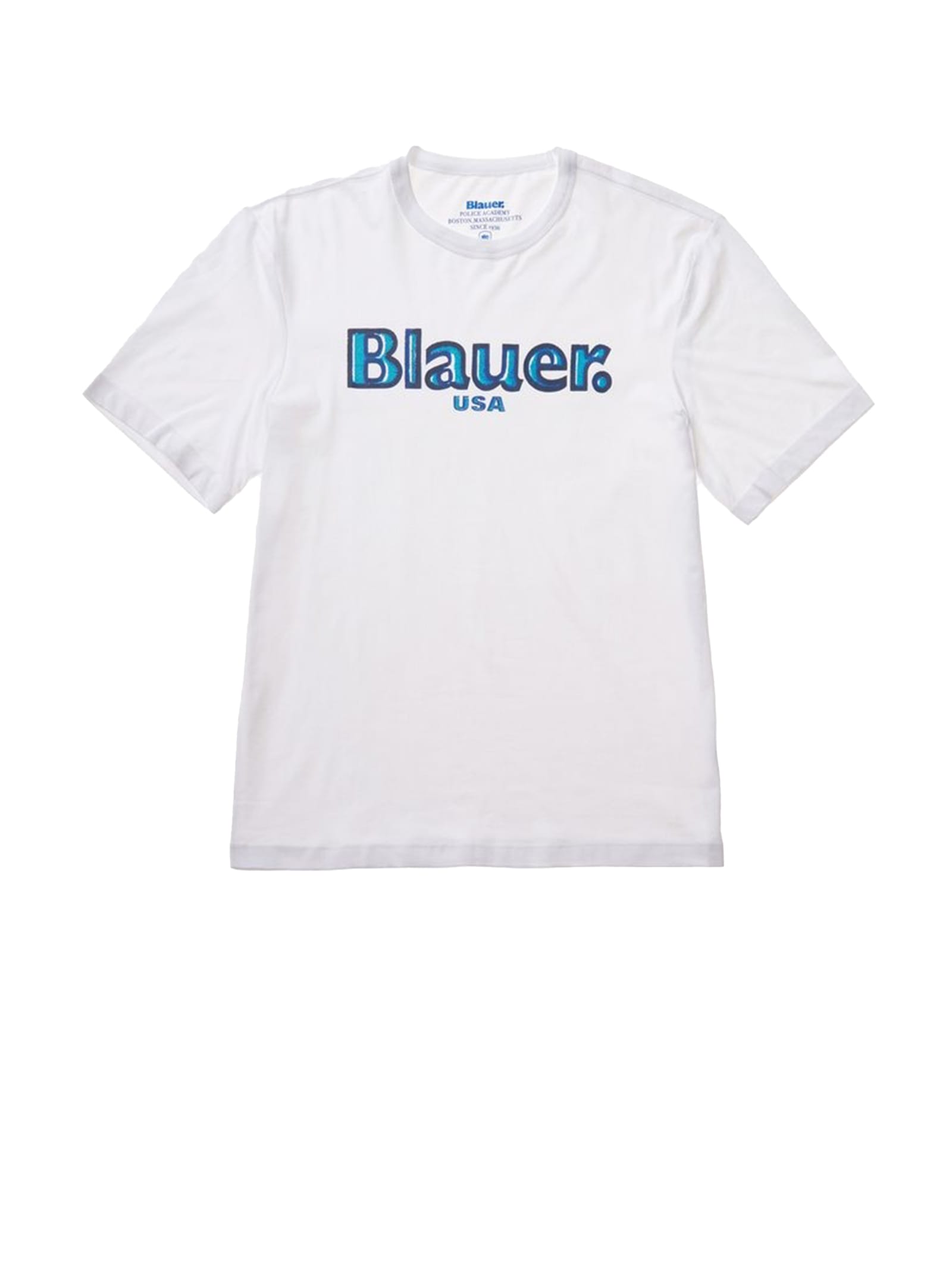 Shop Blauer White Crew Neck T-shirt In Cotton In Bianco Ottico