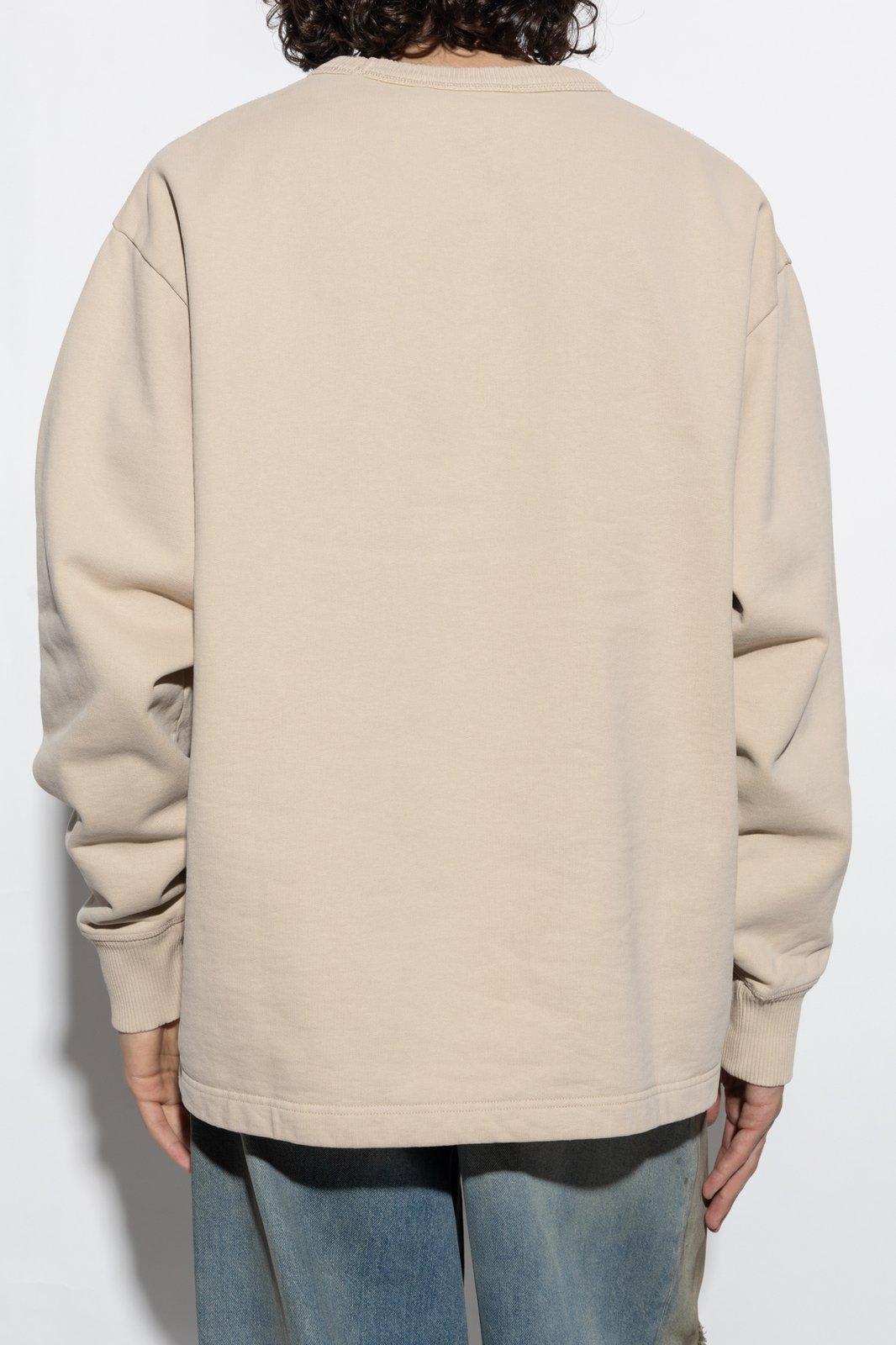 Shop Acne Studios Logo Printed Crewneck Sweatshirt In Beige