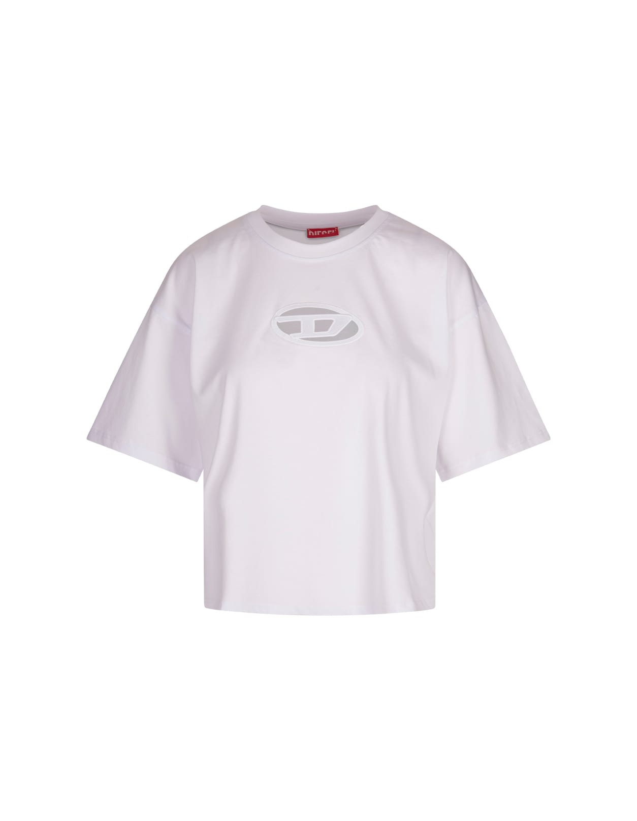 Shop Diesel White T-buxt-crop-od T-shirt