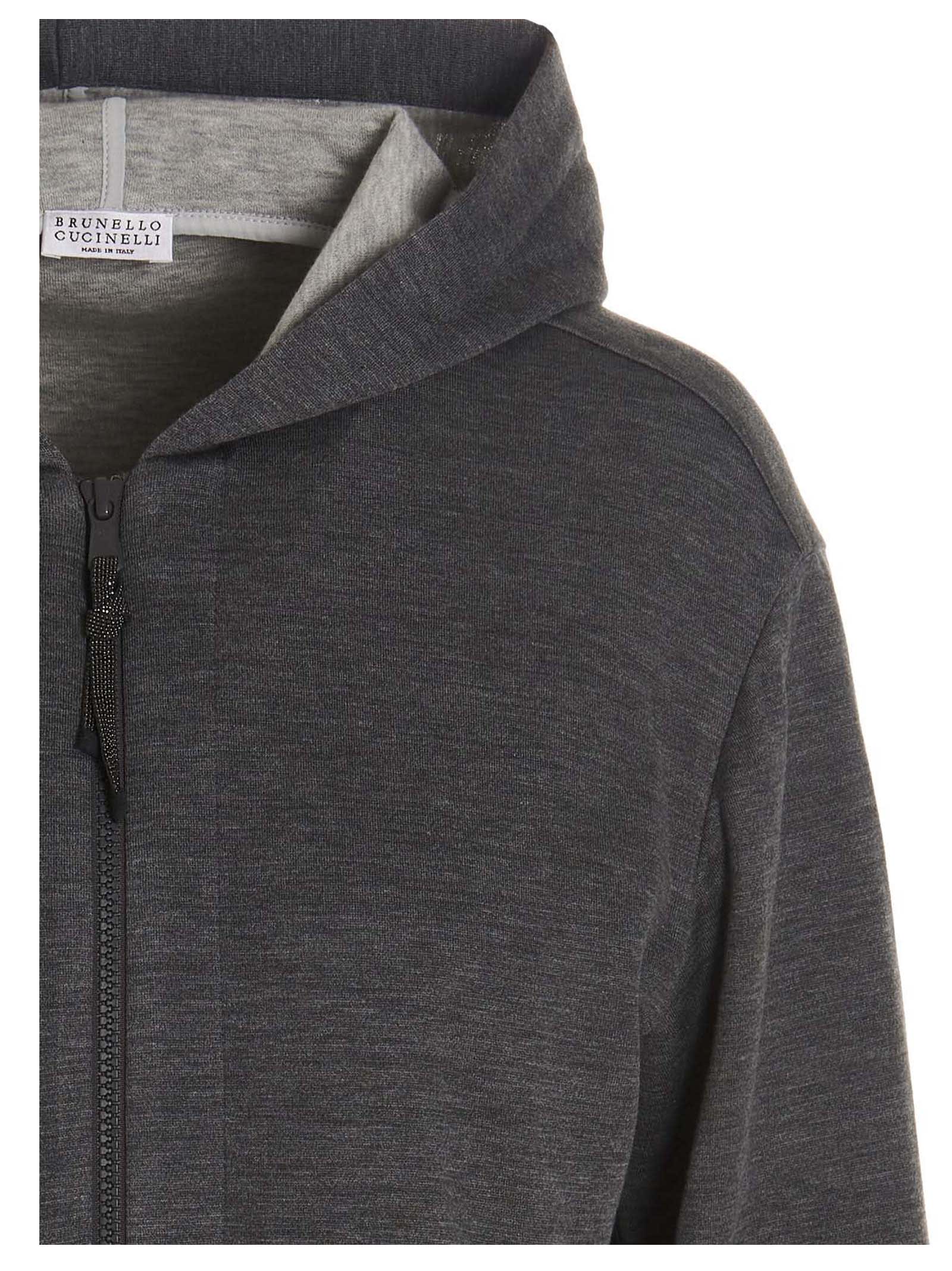 Shop Brunello Cucinelli Monile Hoodie In Grey