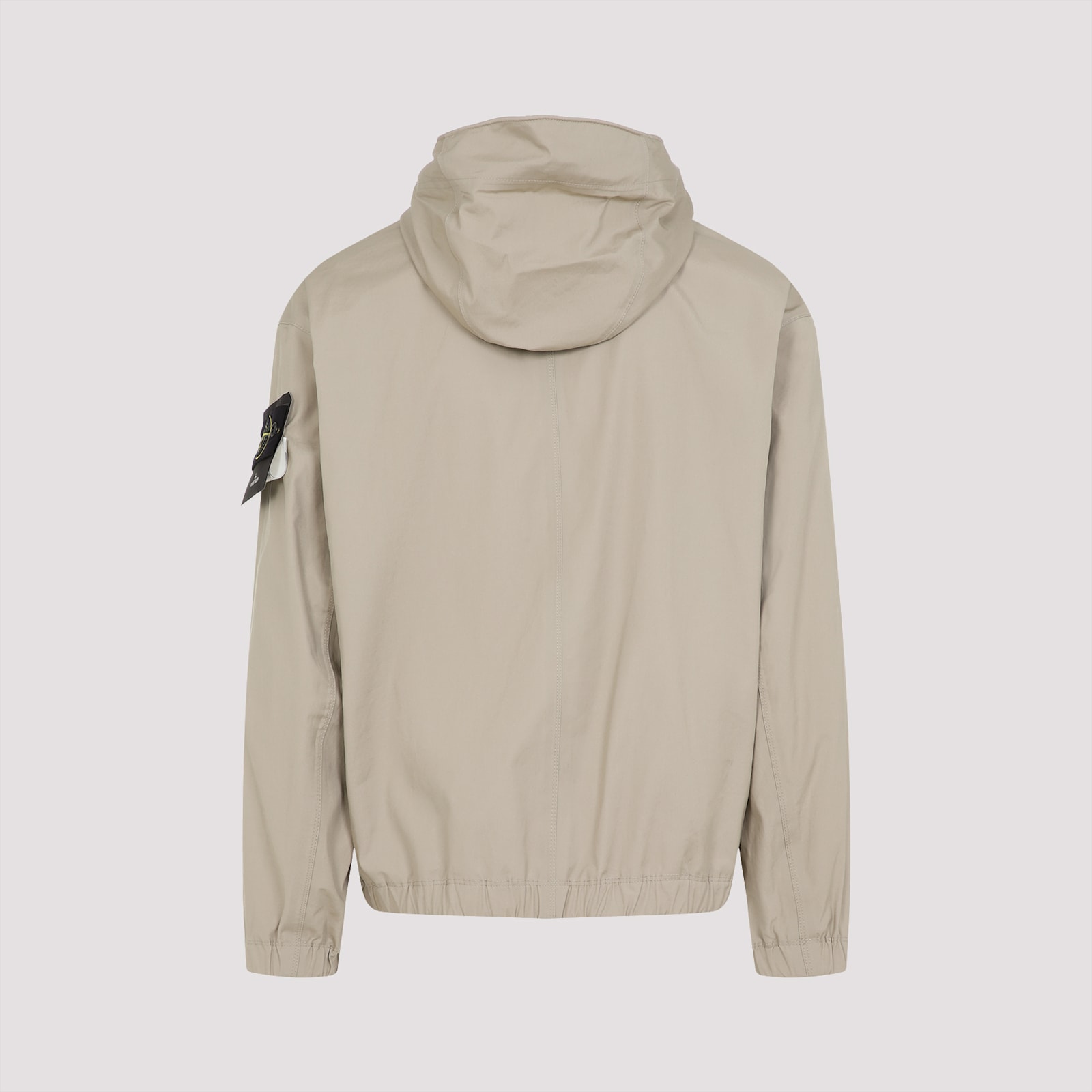Stone Island Cotton Hooded Jacket Zip Pockets In Nude & Neutrals