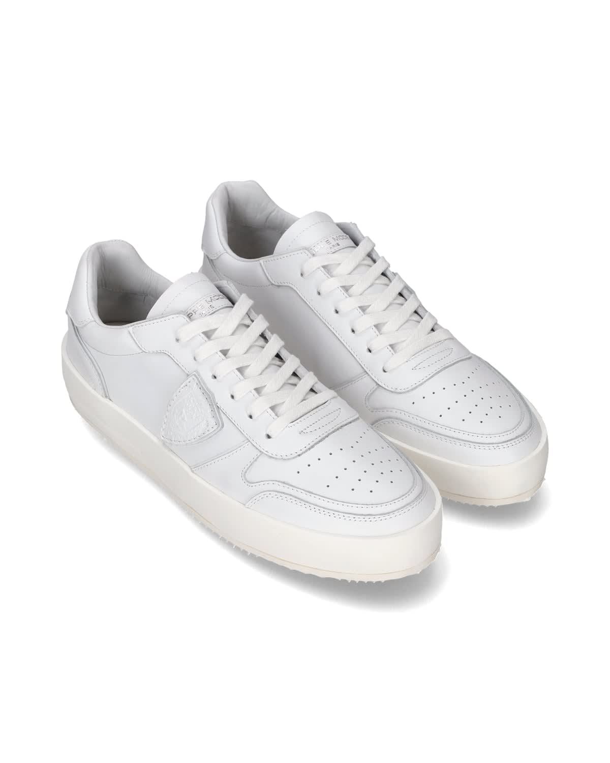 Shop Philippe Model Nice Low Man In Veau Blanc