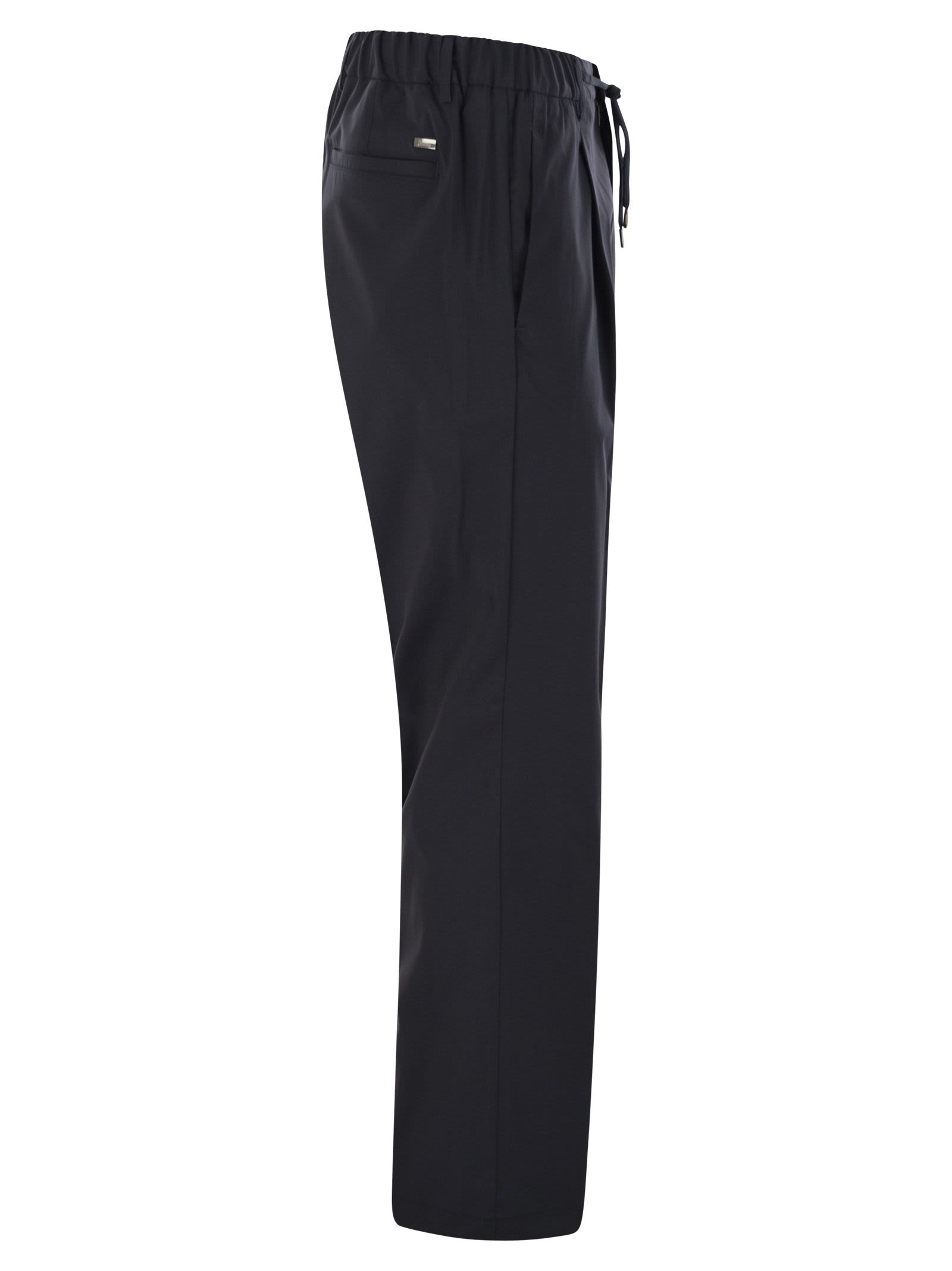 Herno Tech Wool Trousers In Blue