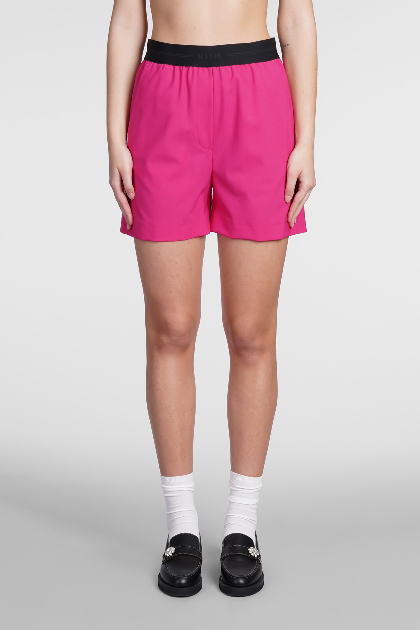 Msgm Shorts In Fuxia Wool In Fuxia