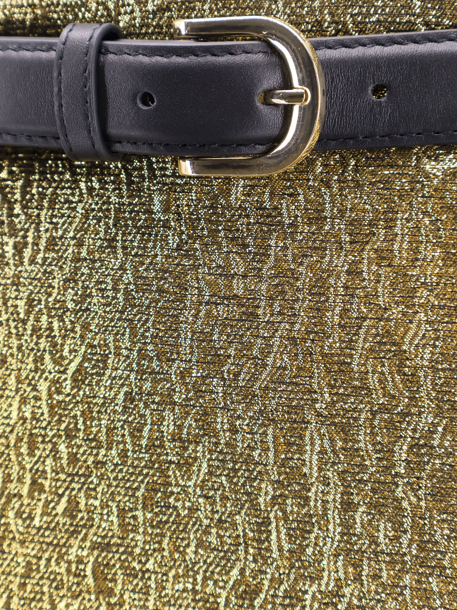 Self-portrait High-waisted Gold Jacquard Skort With Removable Belt In Gold