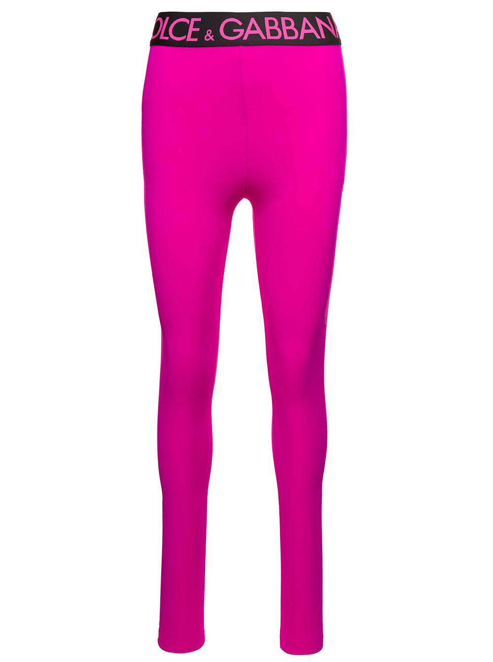 DOLCE & GABBANA FUCHSIA LEGGINGS WITH BRANDED BANDS IN STRETCH POLYAMIDE WOMAN