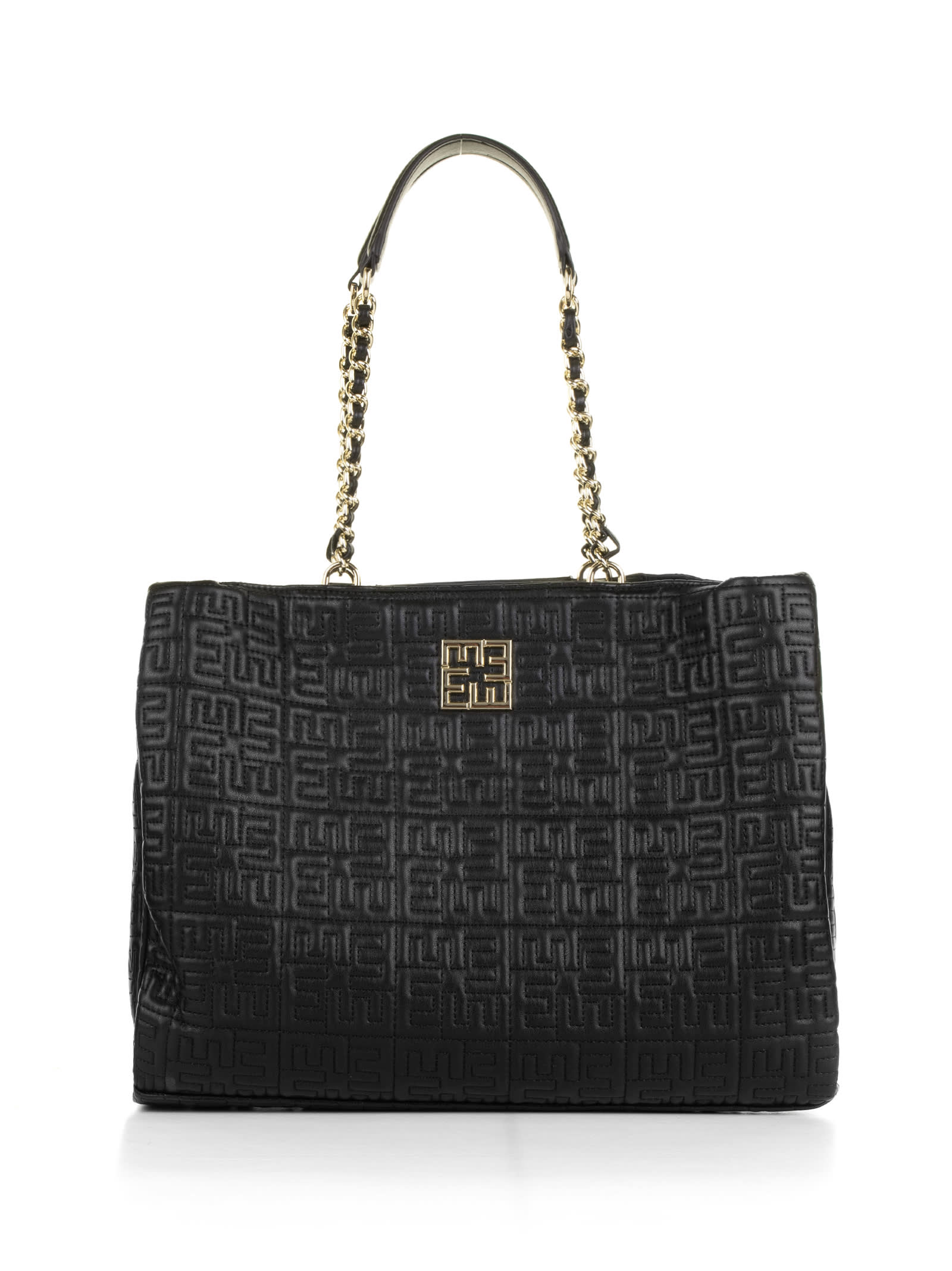 Ermanno Scervino Rosemary Large Black Leather Tote Bag