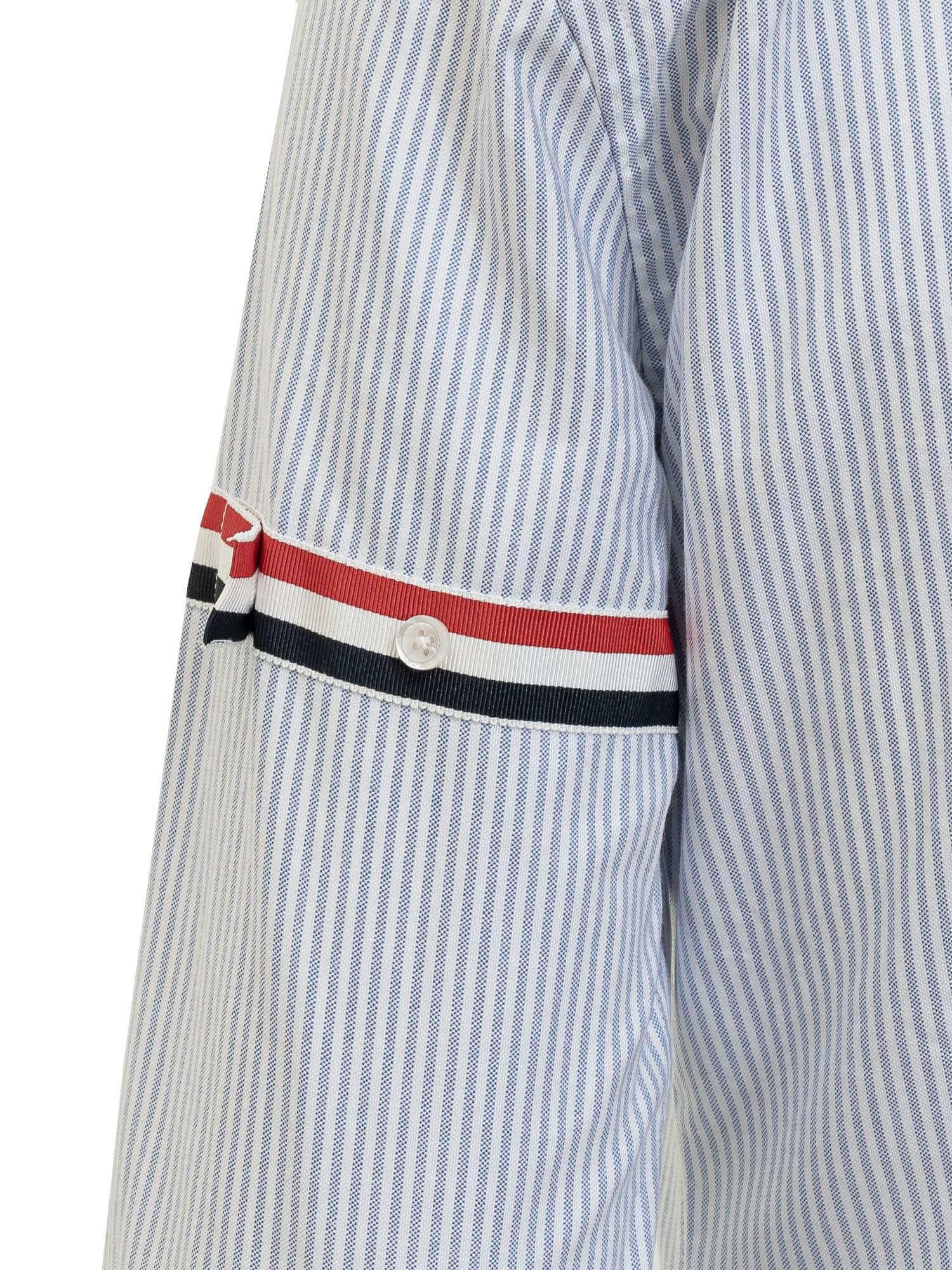 Shop Thom Browne Stripe Oxford Armband Round Collar Shirt In Light Blue