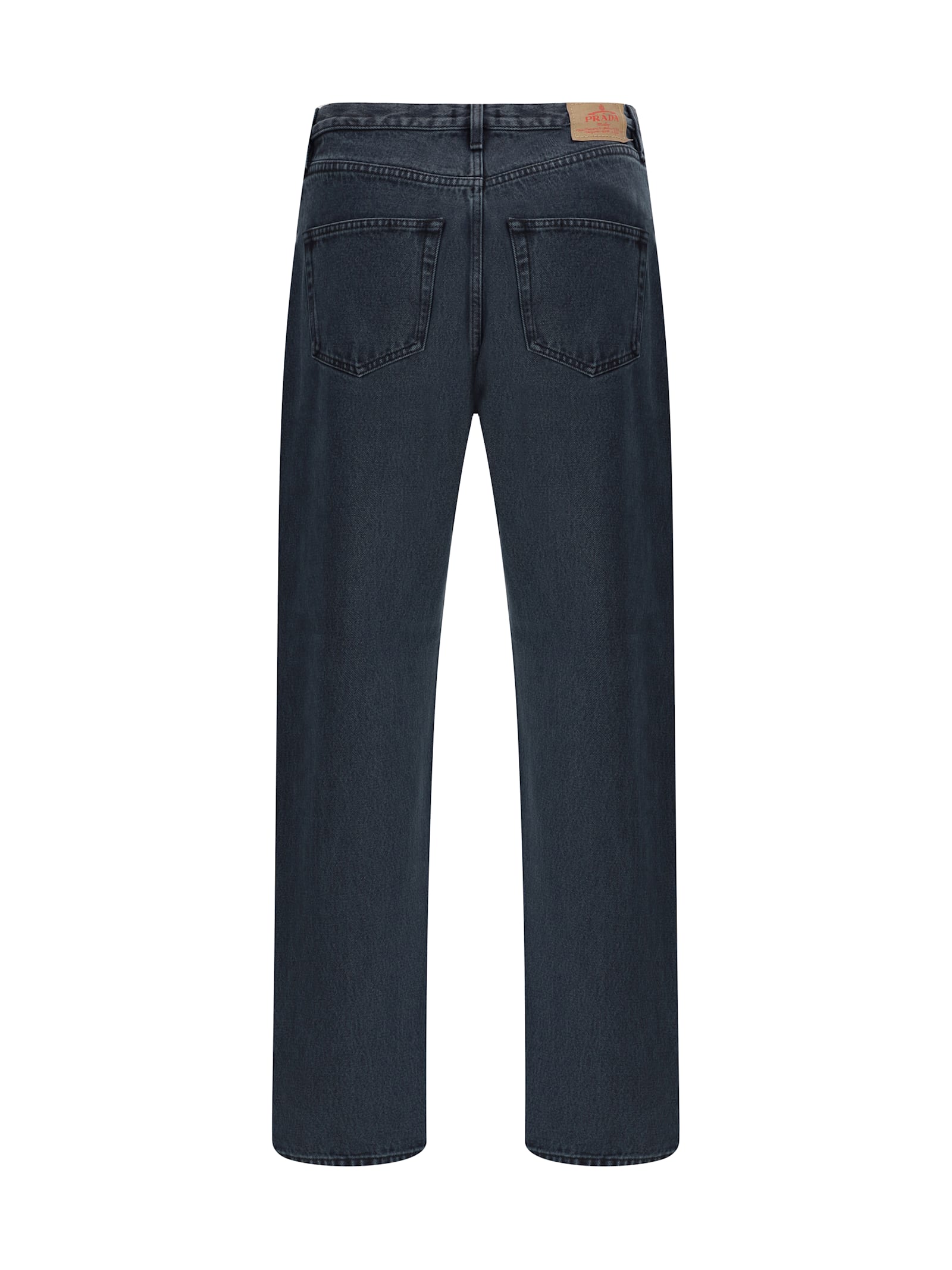 Prada Cotton Jeans With Iconic Back Pockets And Belt Loops In Black