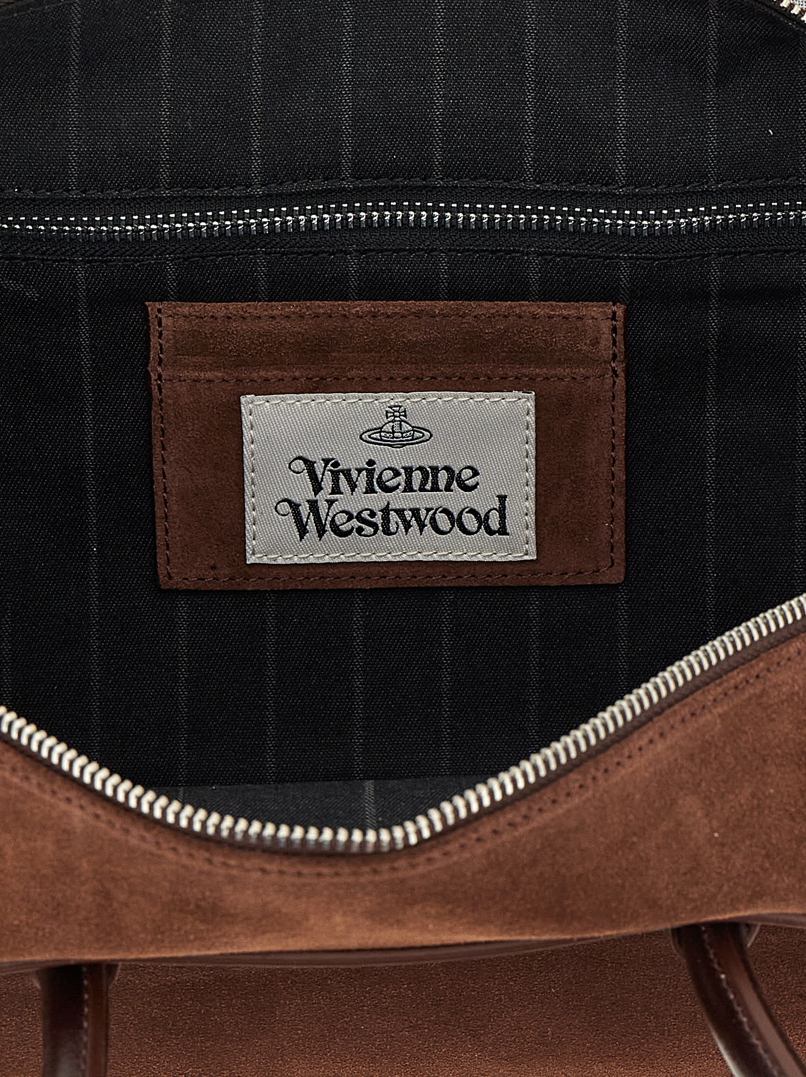 Vivienne Westwood Mens Aw25-chocolate Brown Shirley Small Suede Holdall In Brown