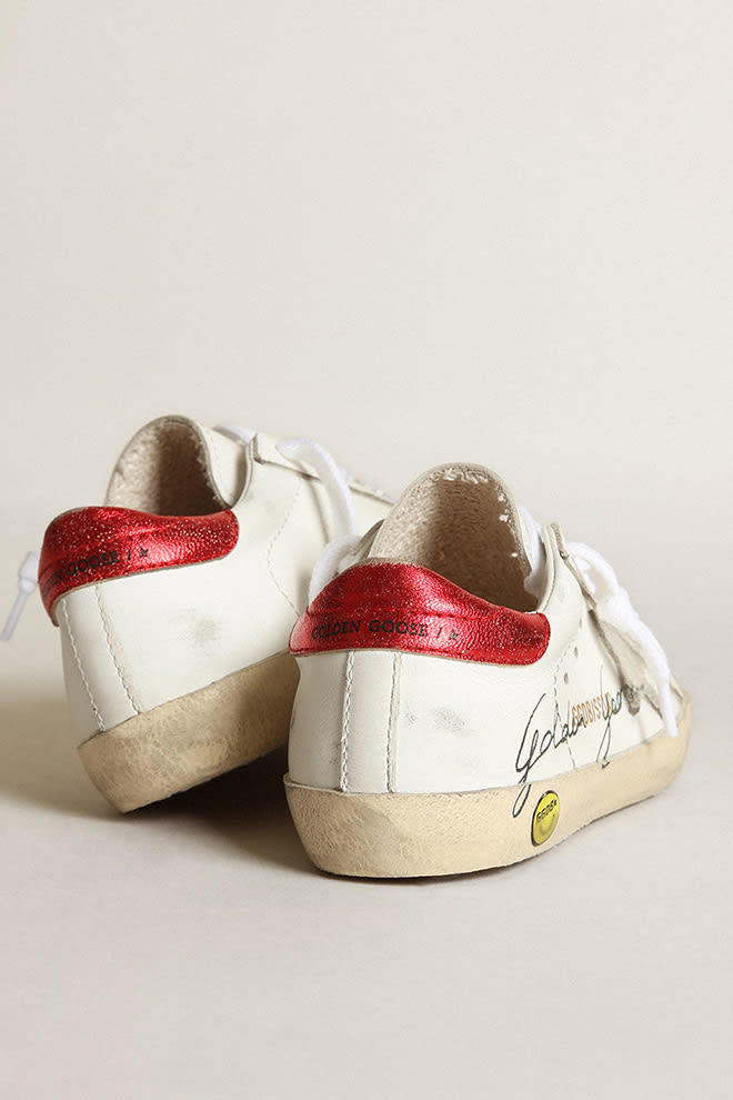Shop Golden Goose Sneakers Super-star In Bianco-rosso