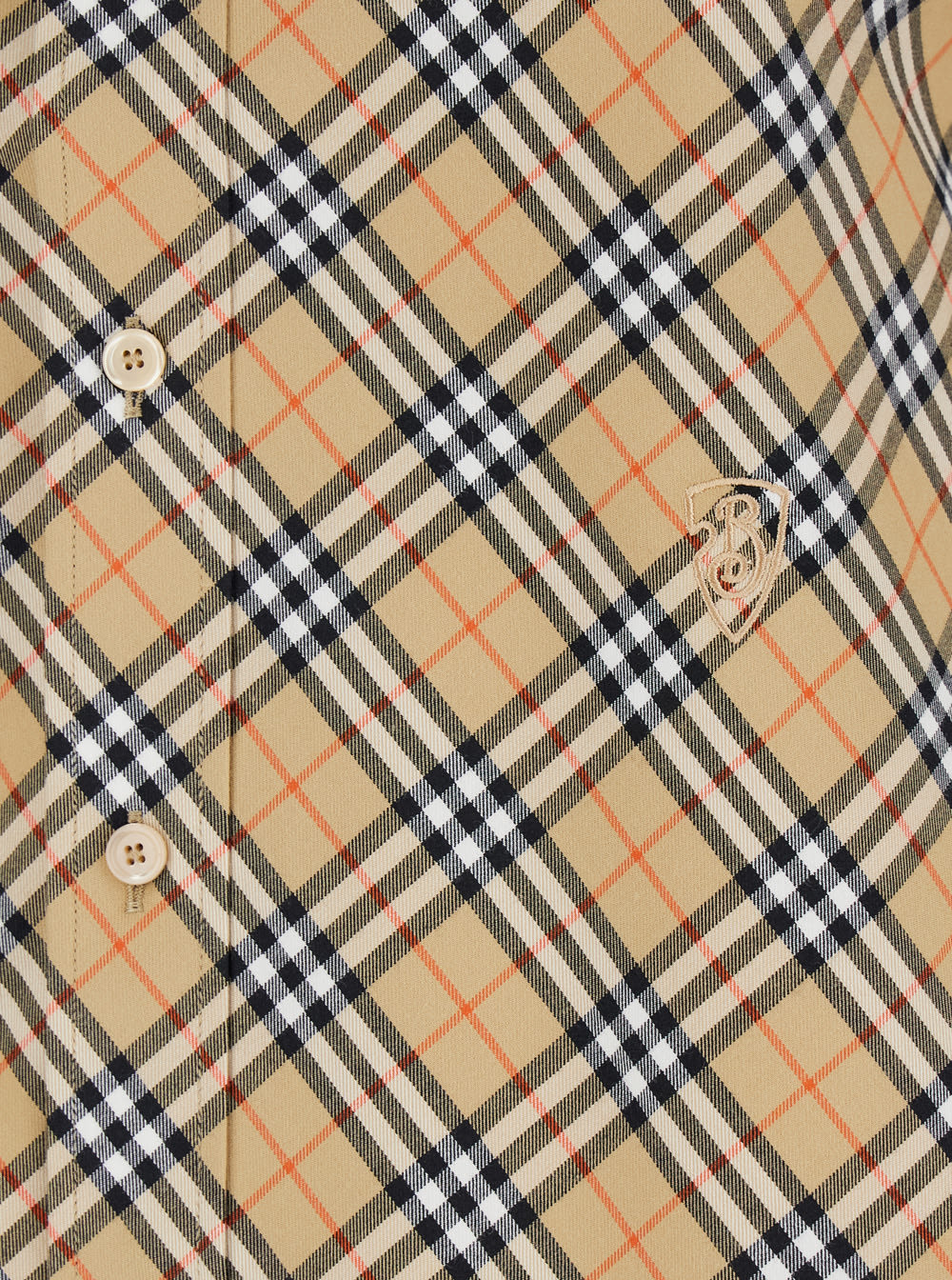 Shop Burberry Beige Shirt With All-over Check Motiv In Cotton Woman